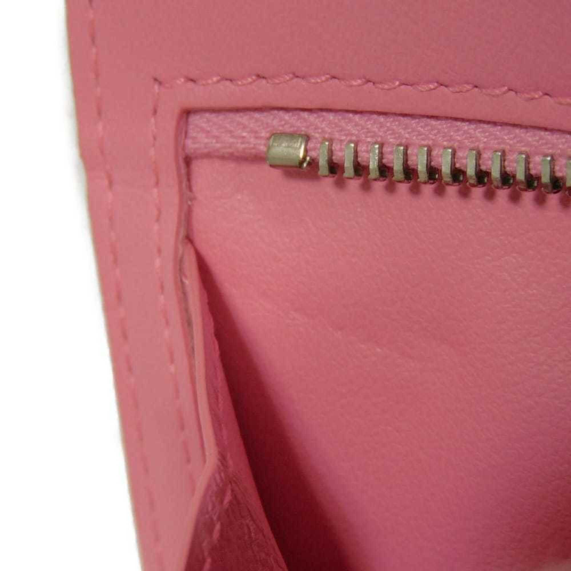 Bottega Veneta Bottega Veneta Bi-fold Wallet, Compact Pink, Bi-color, RFID, IC, Intrecciato, Red, 574055 VO0BH 8929, Women's Size ONE SIZE - 19 Thumbnail
