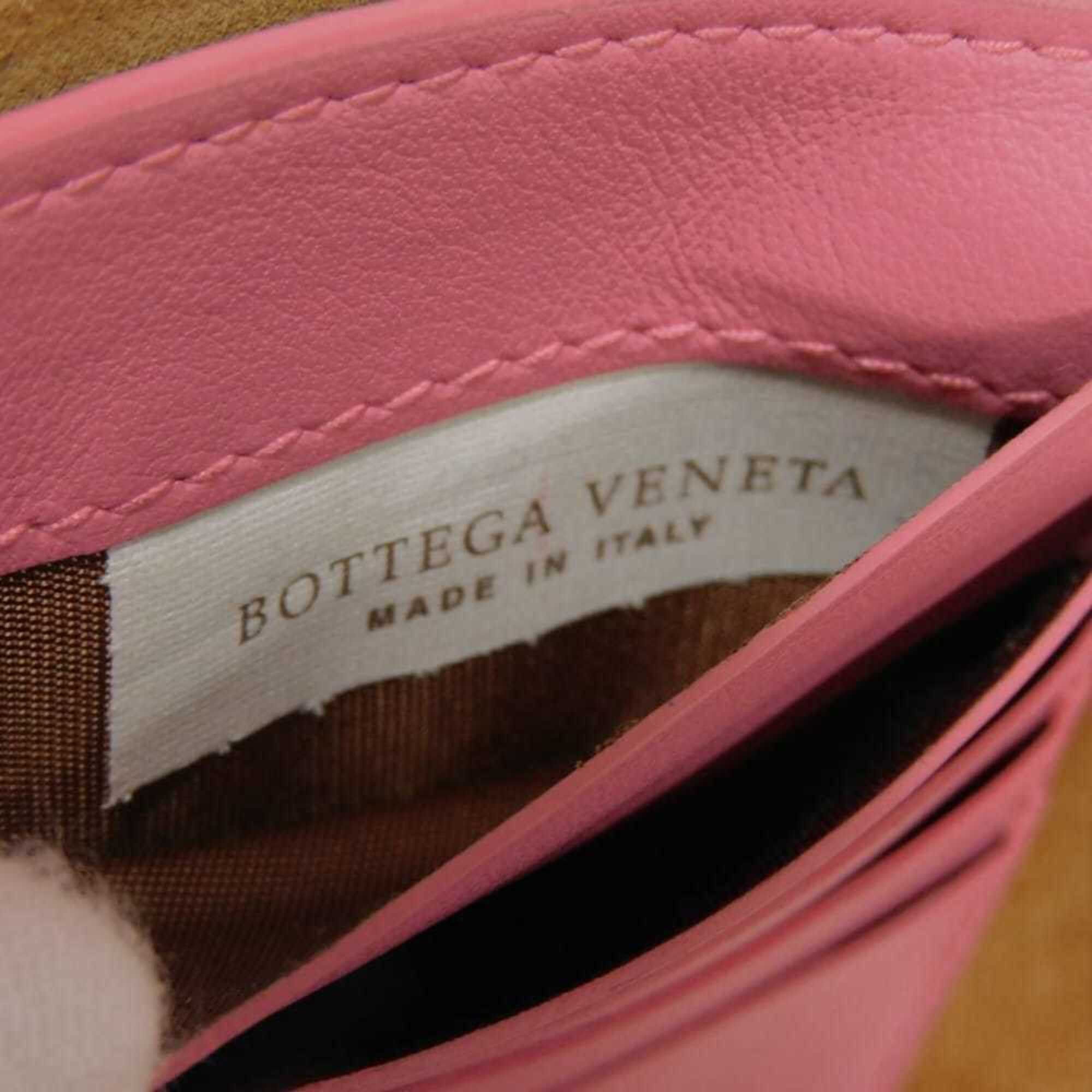 Bottega Veneta Bottega Veneta Bi-fold Wallet, Compact Pink, Bi-color, RFID, IC, Intrecciato, Red, 574055 VO0BH 8929, Women's Size ONE SIZE - 7 Thumbnail