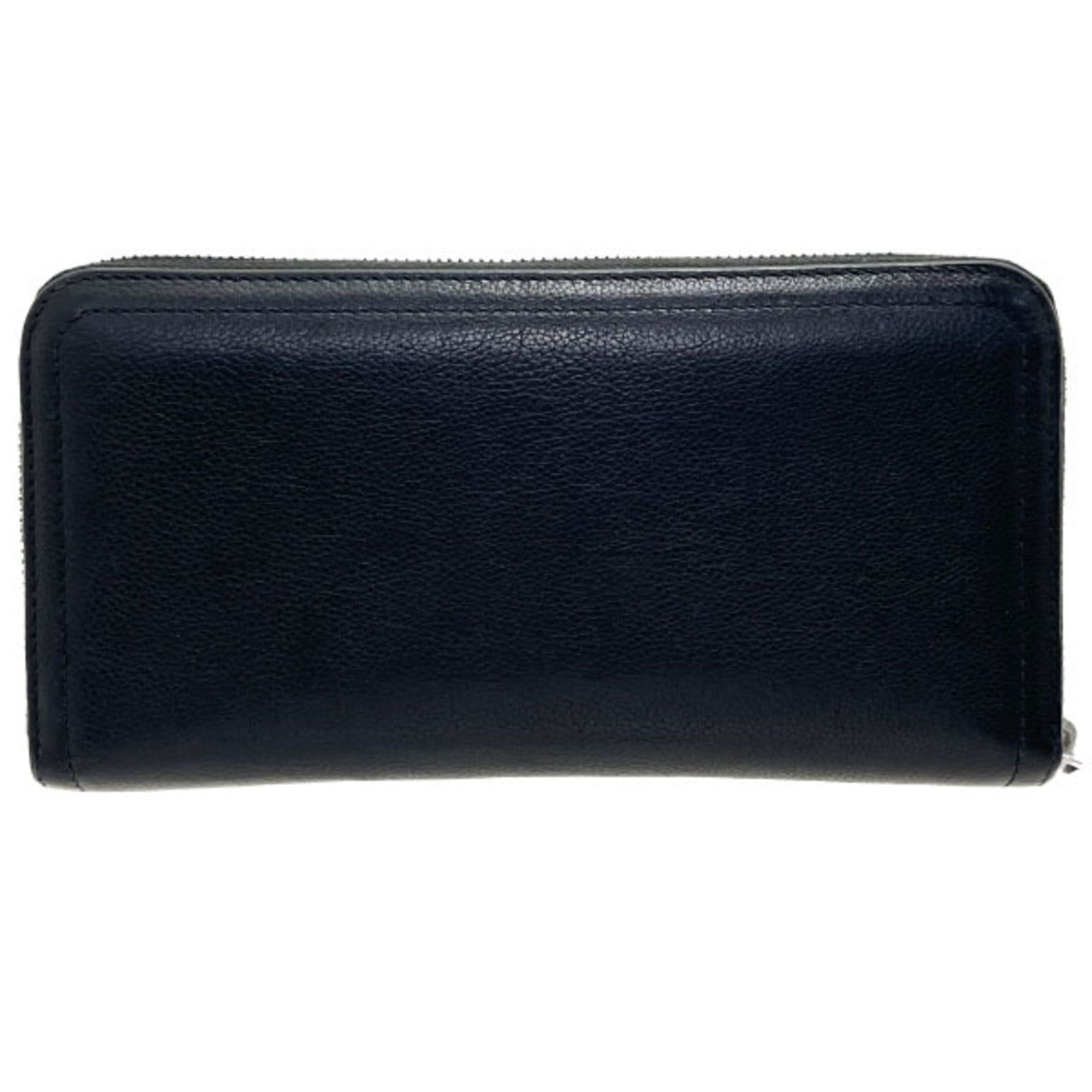 Prada Prada Long Wallet, Round Zip Leather, Black and Light Blue, 1ML506, PRADA Bicolor GLACE CALF CITY NERO ASTRALE, with added divider pocket, ATS-16467 Size ONE SIZE - 2 Thumbnail