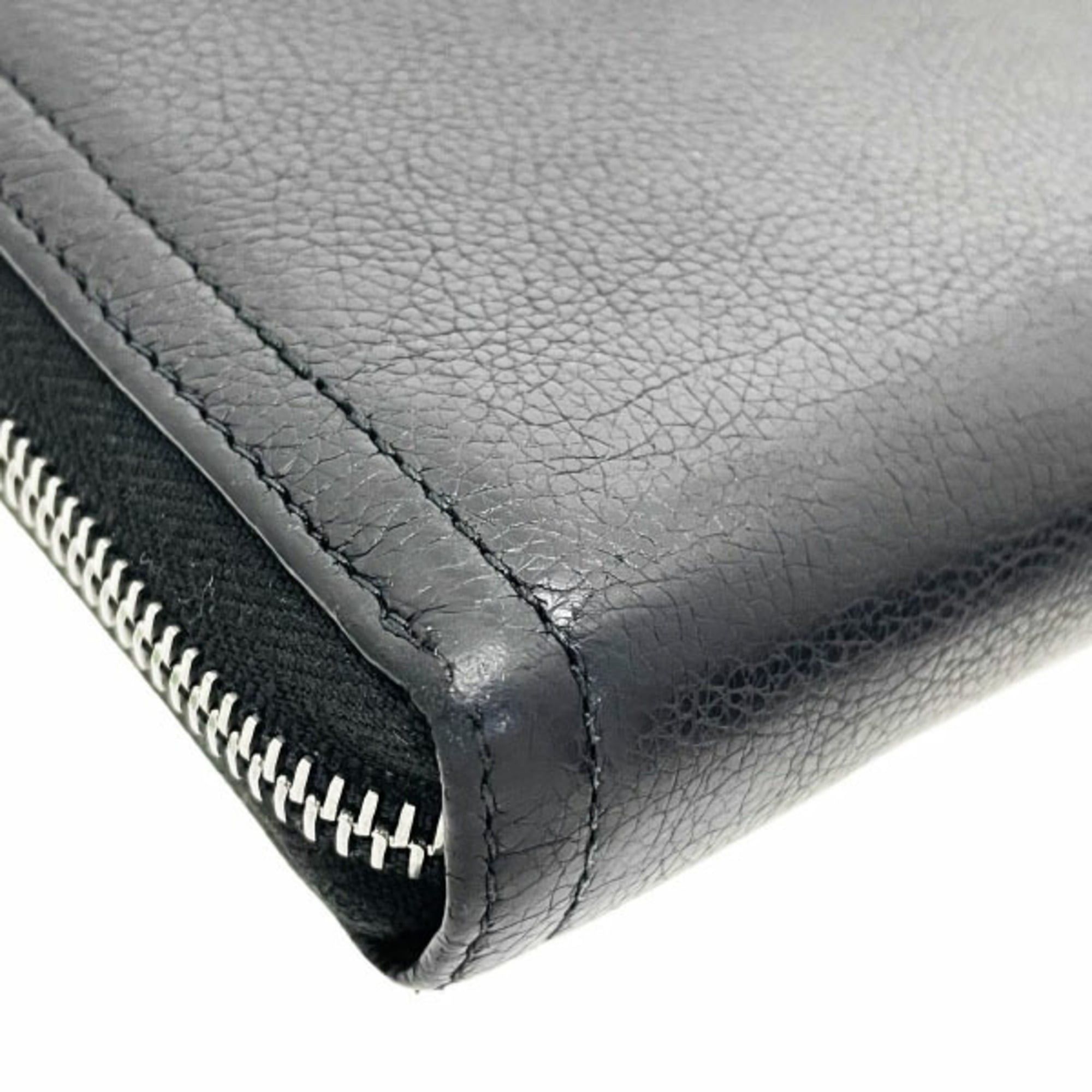 Prada Prada Long Wallet, Round Zip Leather, Black and Light Blue, 1ML506, PRADA Bicolor GLACE CALF CITY NERO ASTRALE, with added divider pocket, ATS-16467 Size ONE SIZE - 5 Thumbnail
