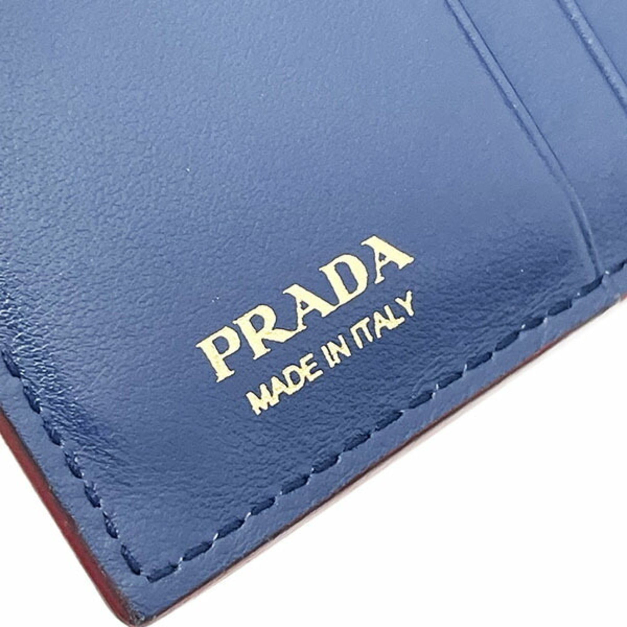 Prada Prada Bi-fold Wallet, Leather, Rosso Red and Navy, 1MV204, PRADA Bi-color Compact RR-16920 Size ONE SIZE - 10 Thumbnail