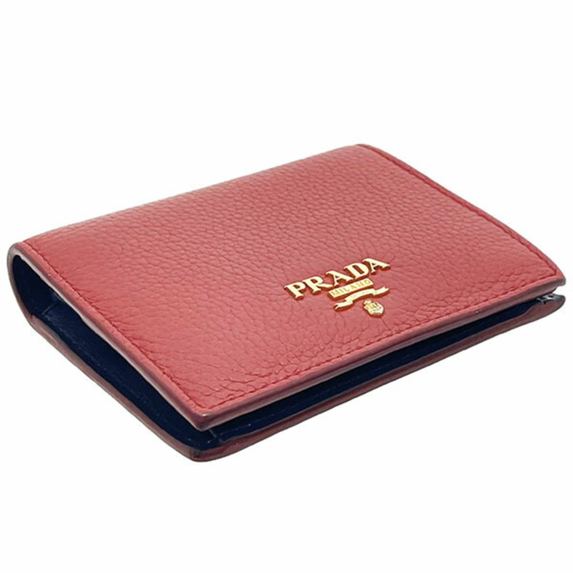 Prada Prada Bi-fold Wallet, Leather, Rosso Red and Navy, 1MV204, PRADA Bi-color Compact RR-16920 Size ONE SIZE - 4 Thumbnail