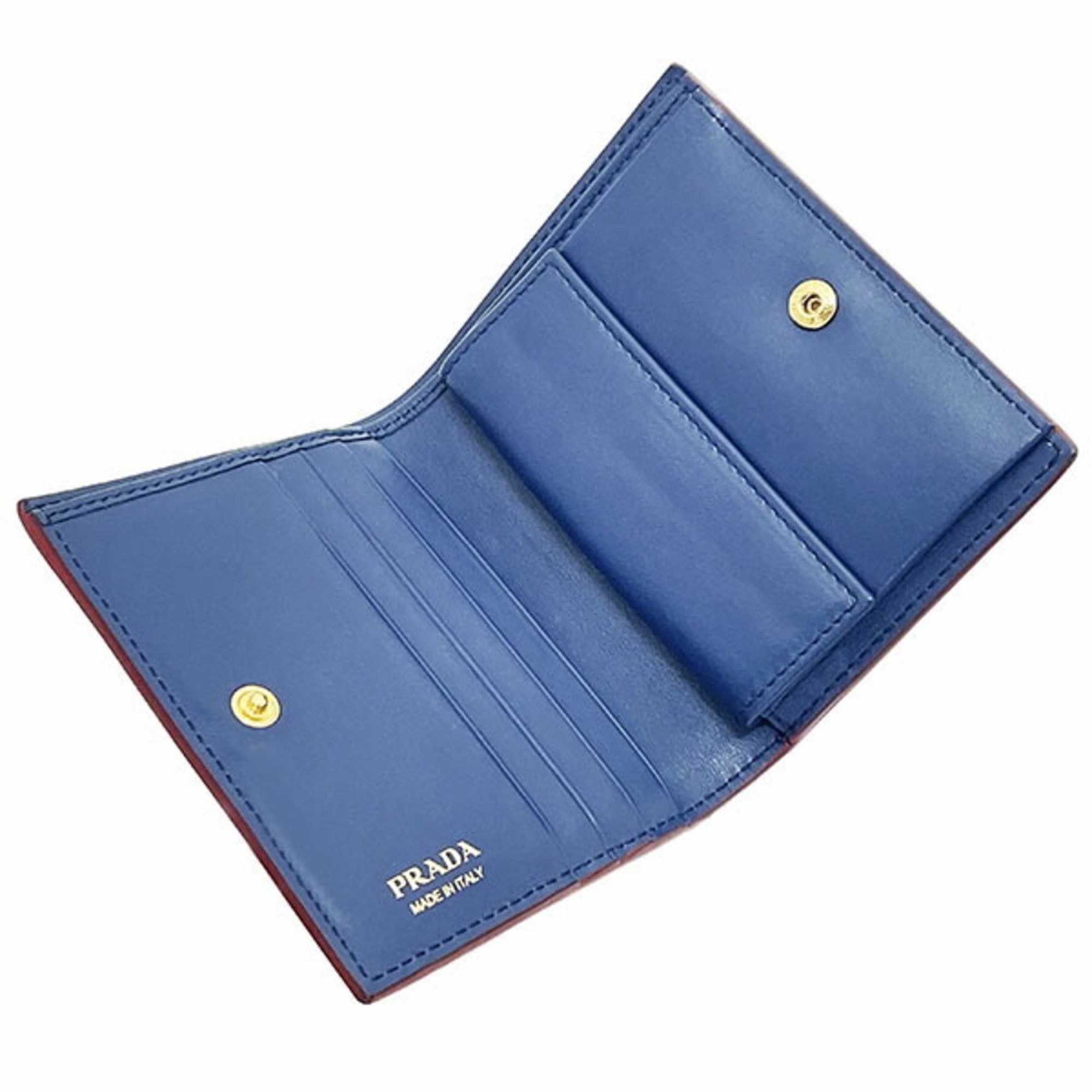 Prada Prada Bi-fold Wallet, Leather, Rosso Red and Navy, 1MV204, PRADA Bi-color Compact RR-16920 Size ONE SIZE - 7 Thumbnail