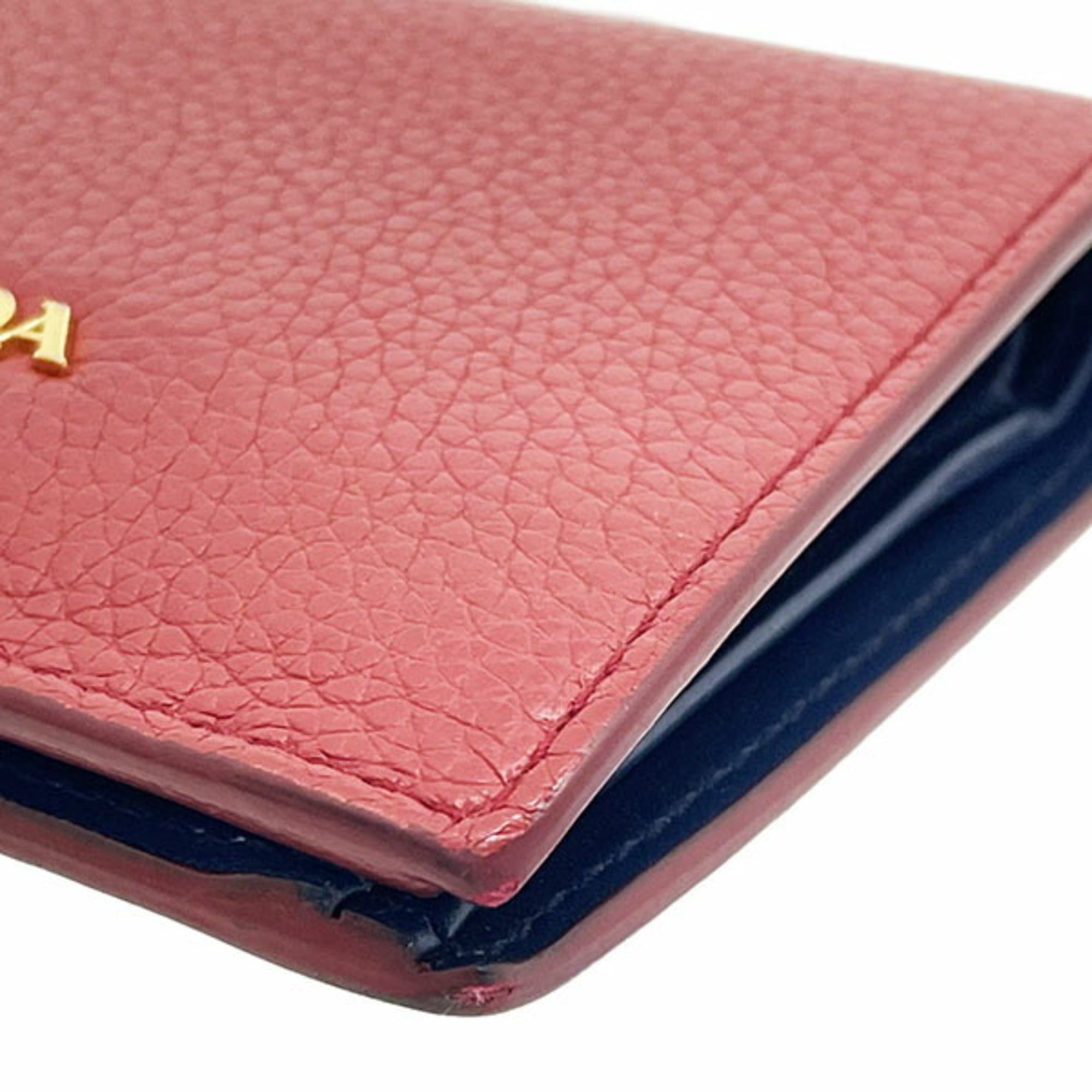 Prada Prada Bi-fold Wallet, Leather, Rosso Red and Navy, 1MV204, PRADA Bi-color Compact RR-16920 Size ONE SIZE - 5 Thumbnail
