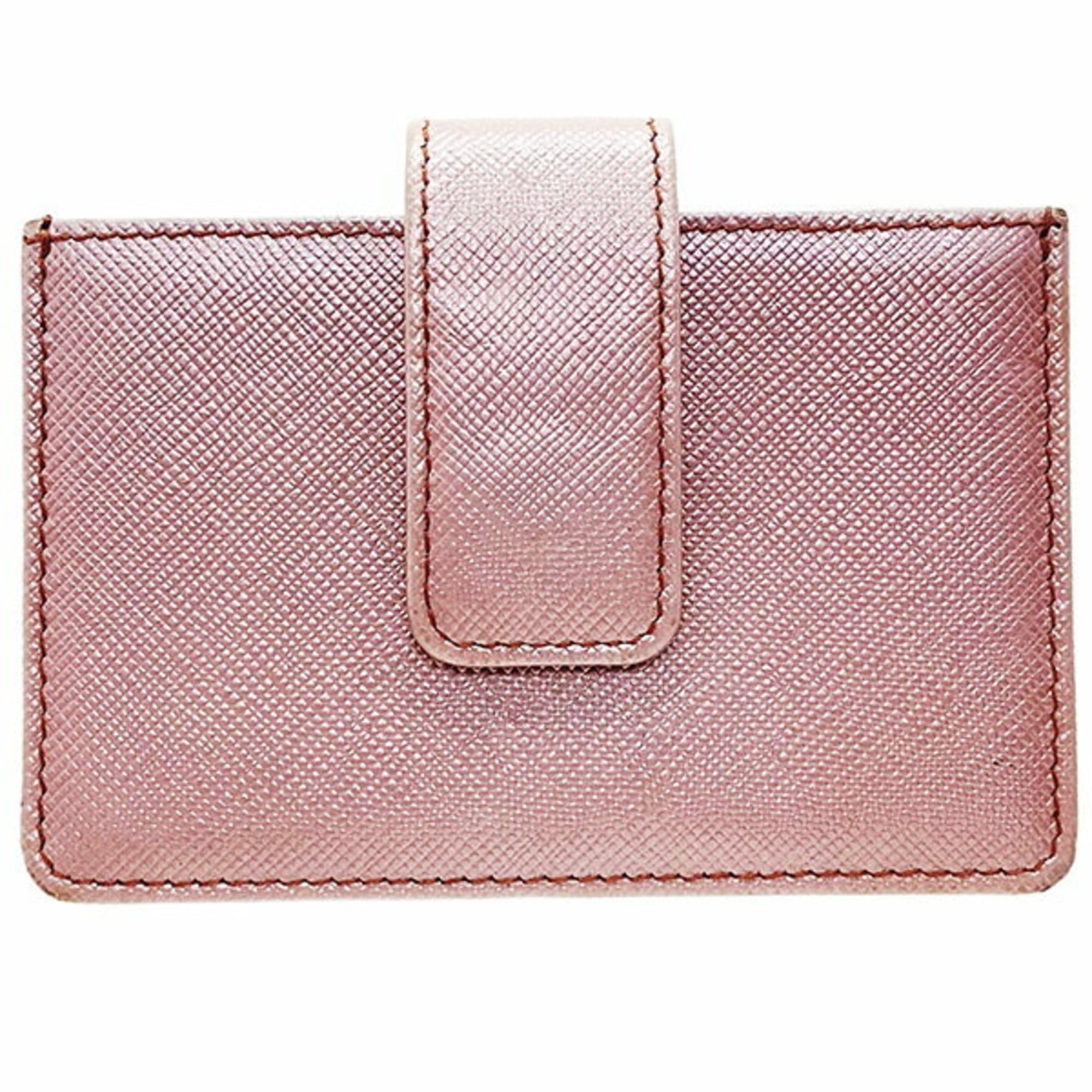 Prada Prada Card Case Triangle Plate Saffiano Leather Metallic Pink 1M1211 PRADA Business Holder ANTICO MORDO HH-17209 Size ONE SIZE - 2 Thumbnail