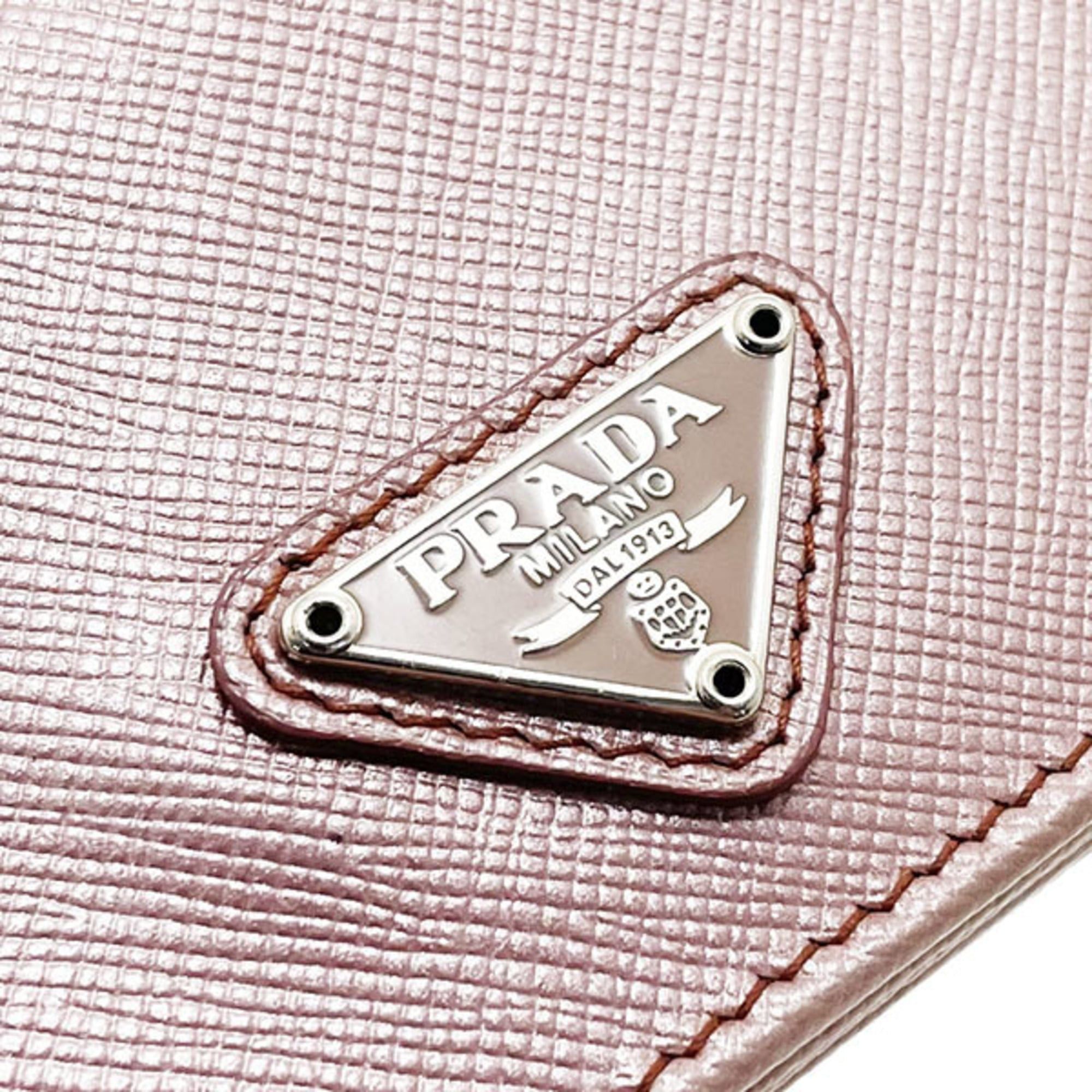 Prada Prada Card Case Triangle Plate Saffiano Leather Metallic Pink 1M1211 PRADA Business Holder ANTICO MORDO HH-17209 Size ONE SIZE - 6 Thumbnail