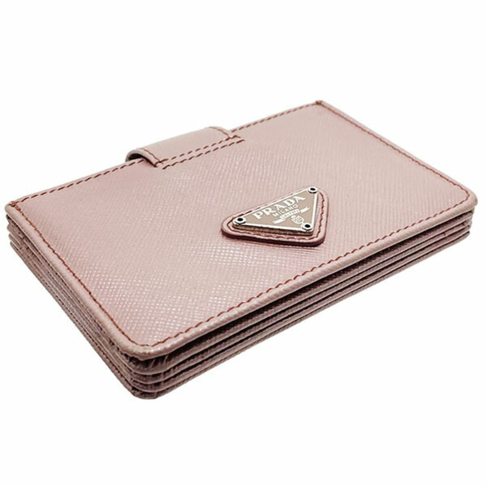 Prada Prada Card Case Triangle Plate Saffiano Leather Metallic Pink 1M1211 PRADA Business Holder ANTICO MORDO HH-17209 Size ONE SIZE - 4 Thumbnail