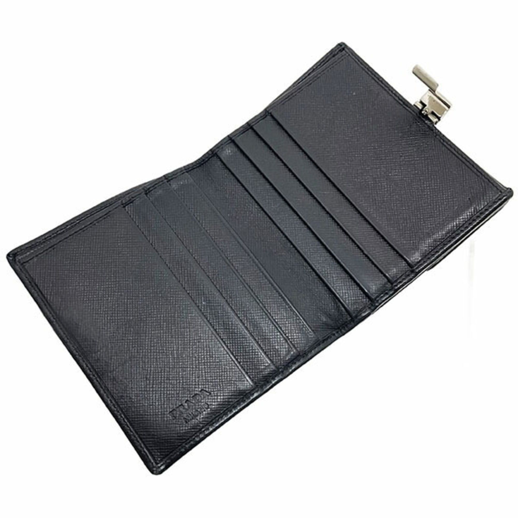 Prada Prada Wallet Clip Double Saffiano Leather Black PRADA Bi-fold NERO TT-17046 Size ONE SIZE - 8 Thumbnail