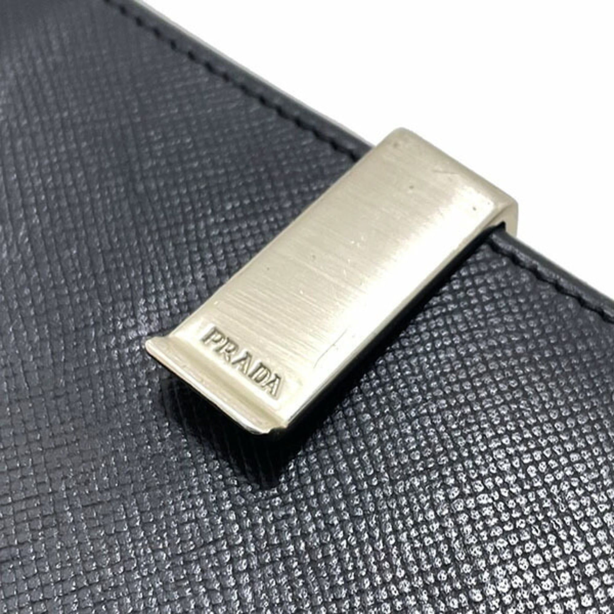 Prada Prada Wallet Clip Double Saffiano Leather Black PRADA Bi-fold NERO TT-17046 Size ONE SIZE - 5 Thumbnail