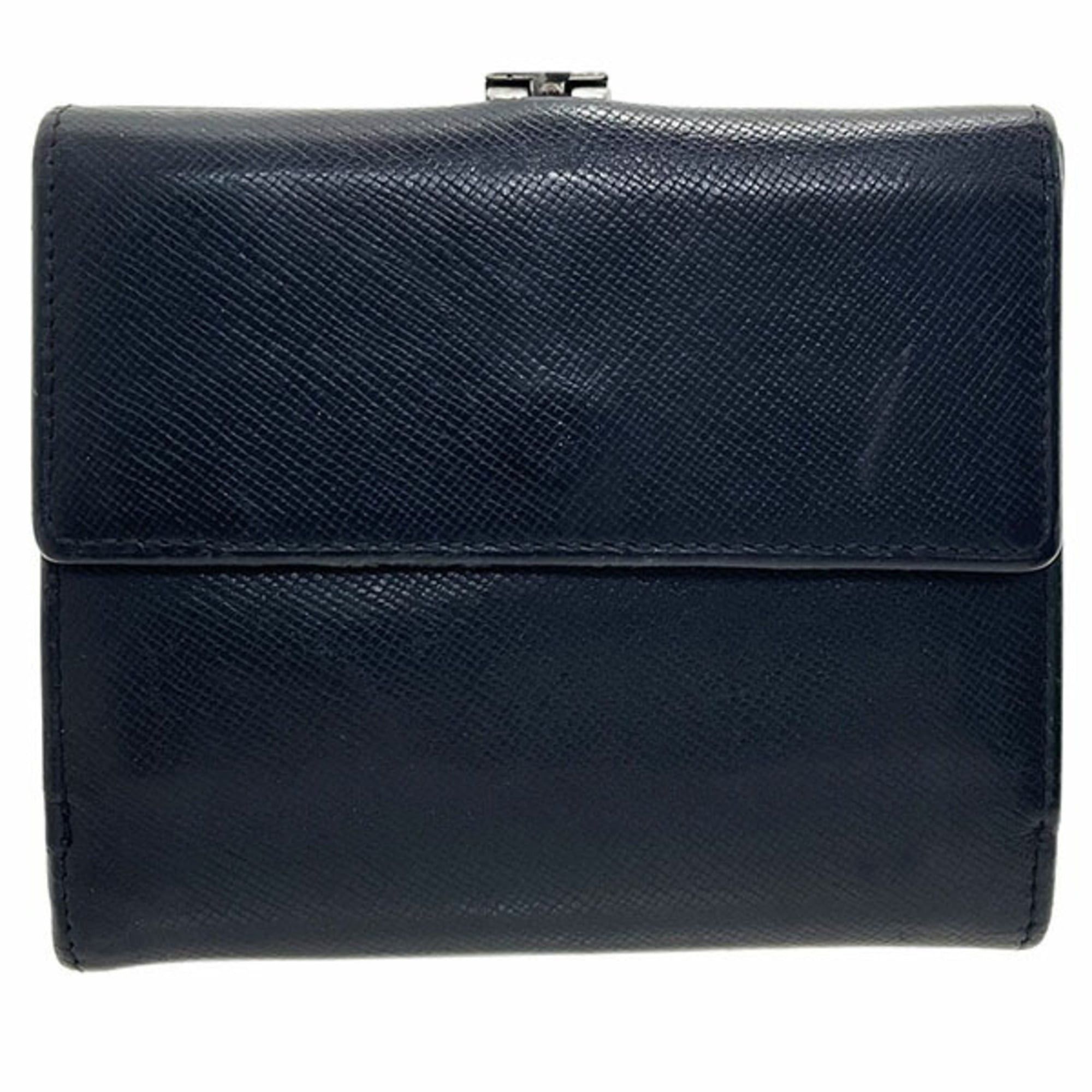 Prada Prada Wallet Clip Double Saffiano Leather Black PRADA Bi-fold NERO TT-17046 Size ONE SIZE - 2 Thumbnail