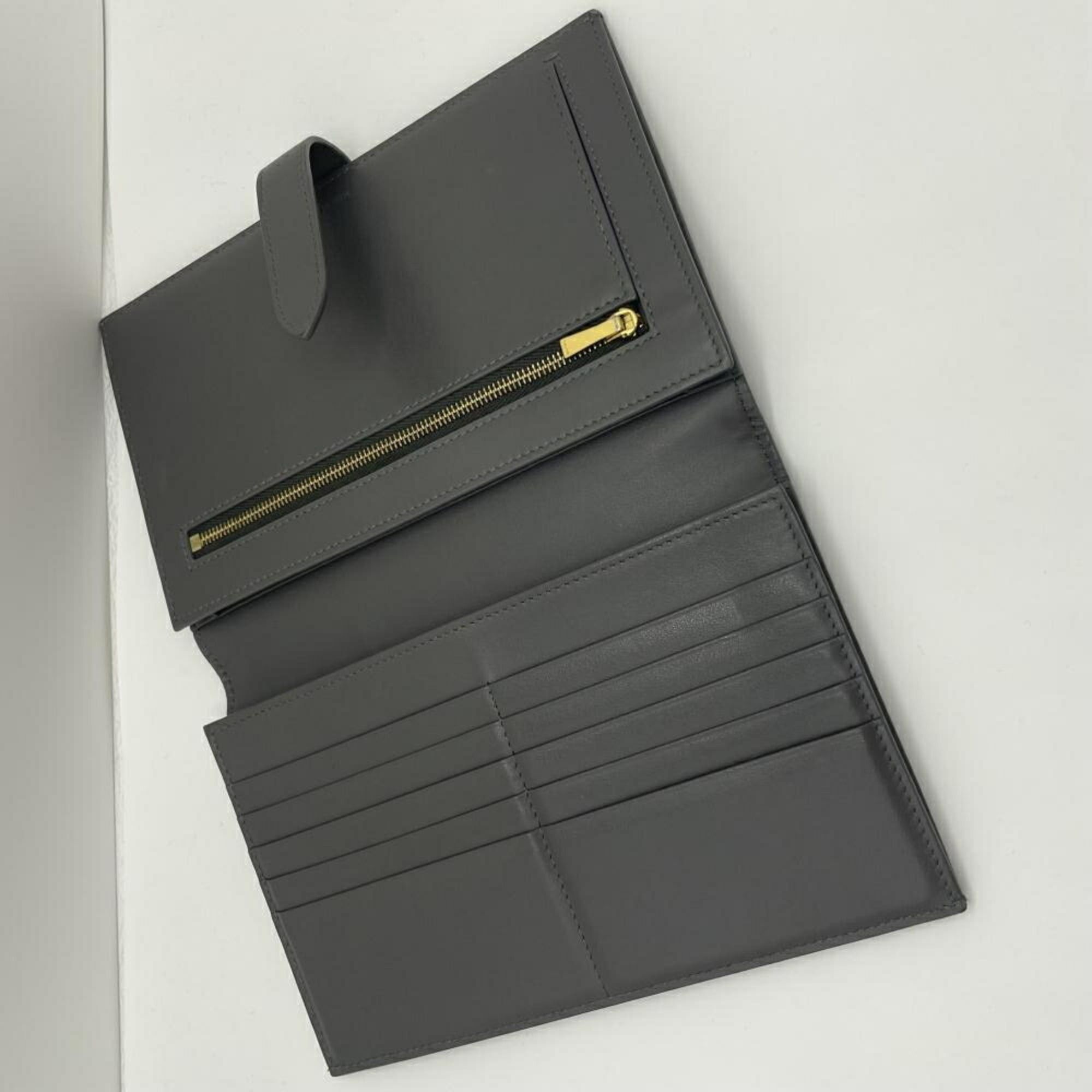Celine CELINE Large Strap Wallet, Bi-fold Gray Size ONE SIZE - 3 Thumbnail