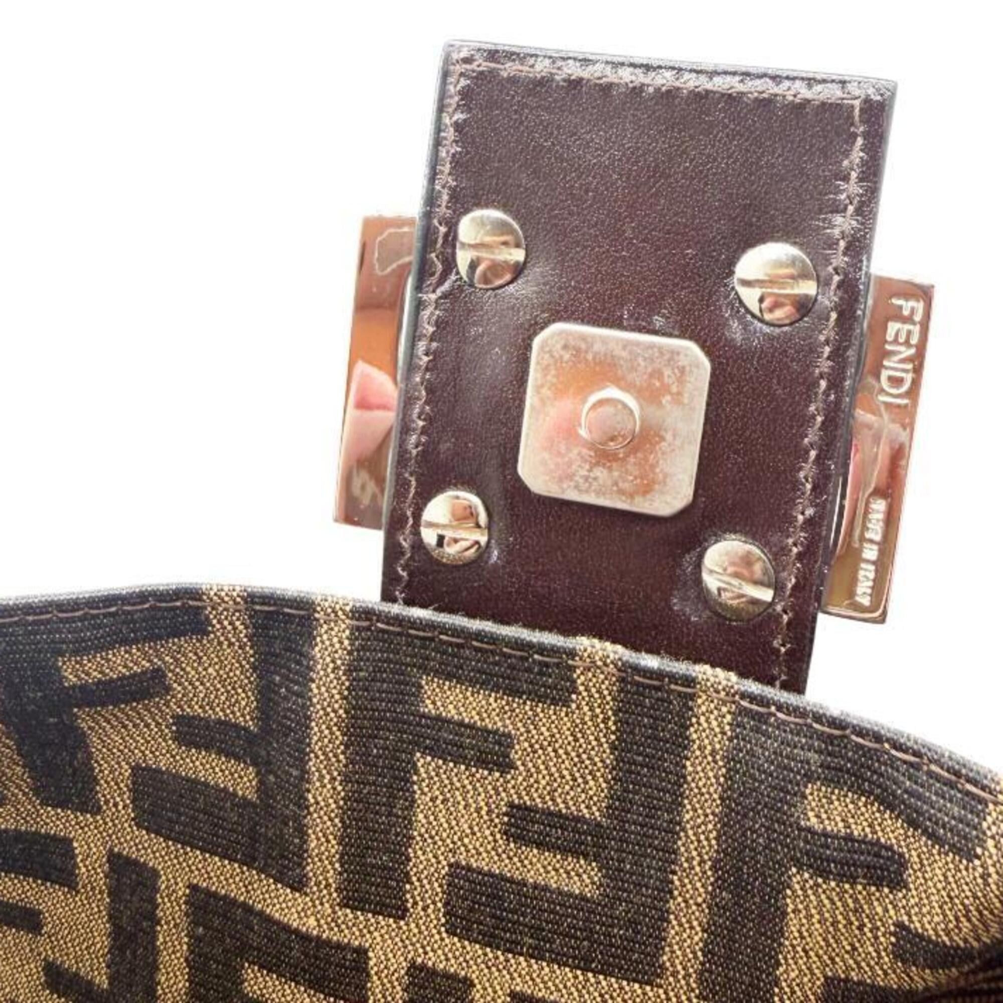 Fendi FENDI Mamma Bucket Large Canvas Leather Brown Zucca Pattern Khaki Handbag for Women Size ONE SIZE - 14 Thumbnail