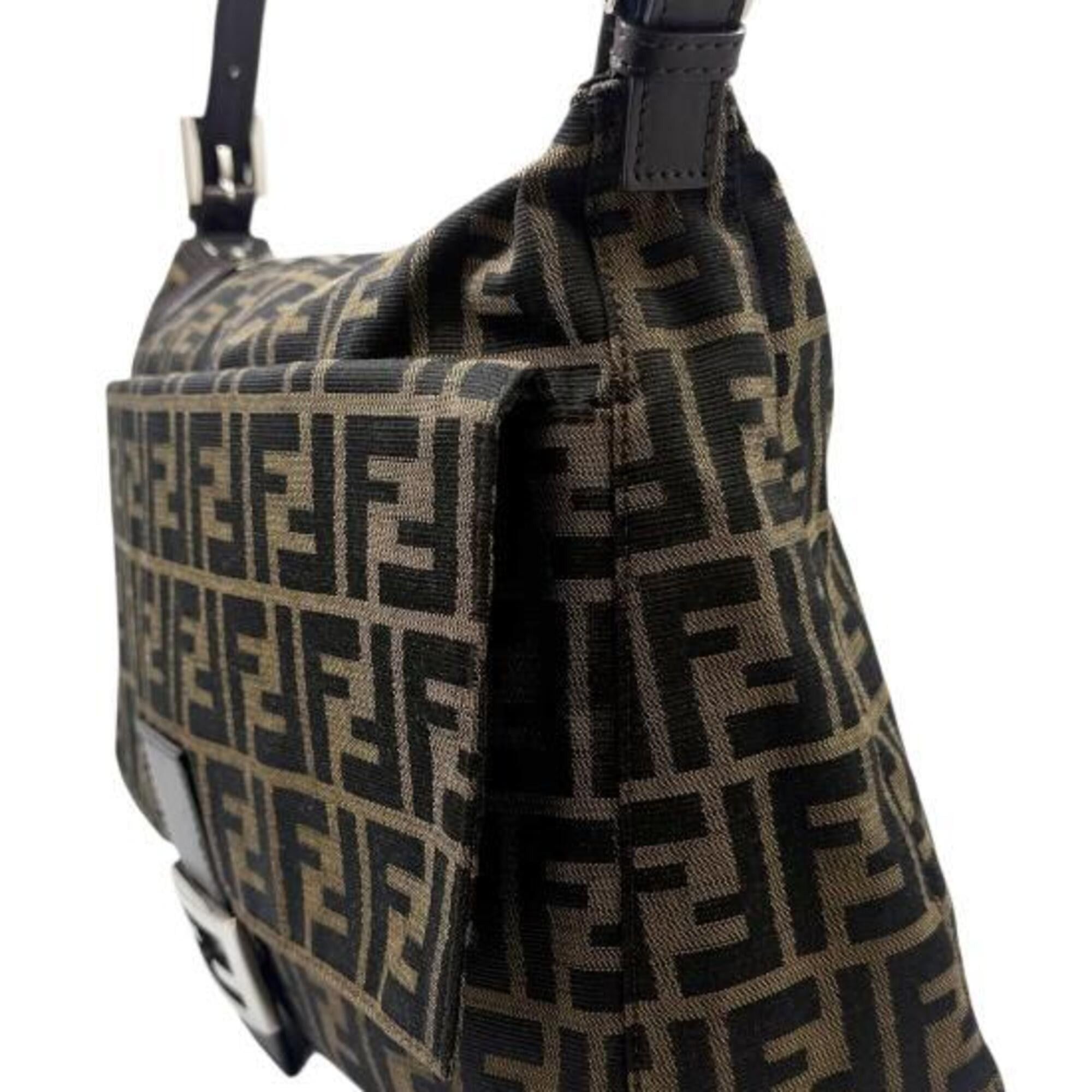 Fendi FENDI Mamma Bucket Large Canvas Leather Brown Zucca Pattern Khaki Handbag for Women Size ONE SIZE - 4 Thumbnail