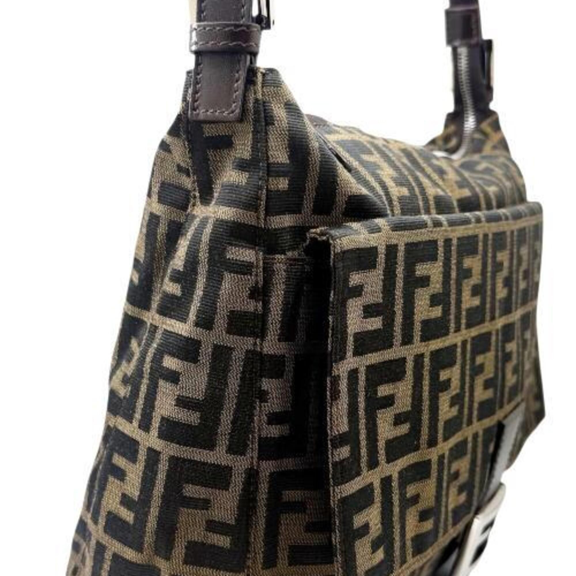 Fendi FENDI Mamma Bucket Large Canvas Leather Brown Zucca Pattern Khaki Handbag for Women Size ONE SIZE - 3 Thumbnail