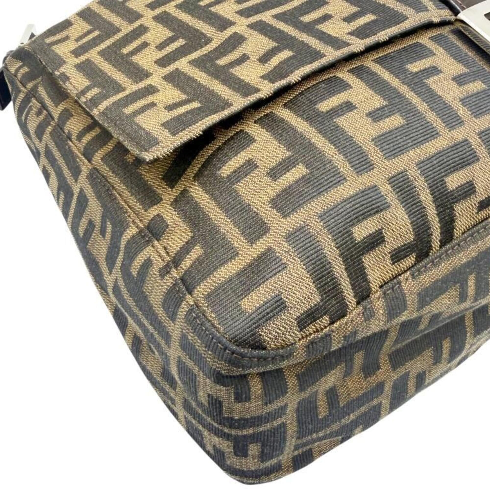 Fendi FENDI Mamma Bucket Large Canvas Leather Brown Zucca Pattern Khaki Handbag for Women Size ONE SIZE - 8 Thumbnail