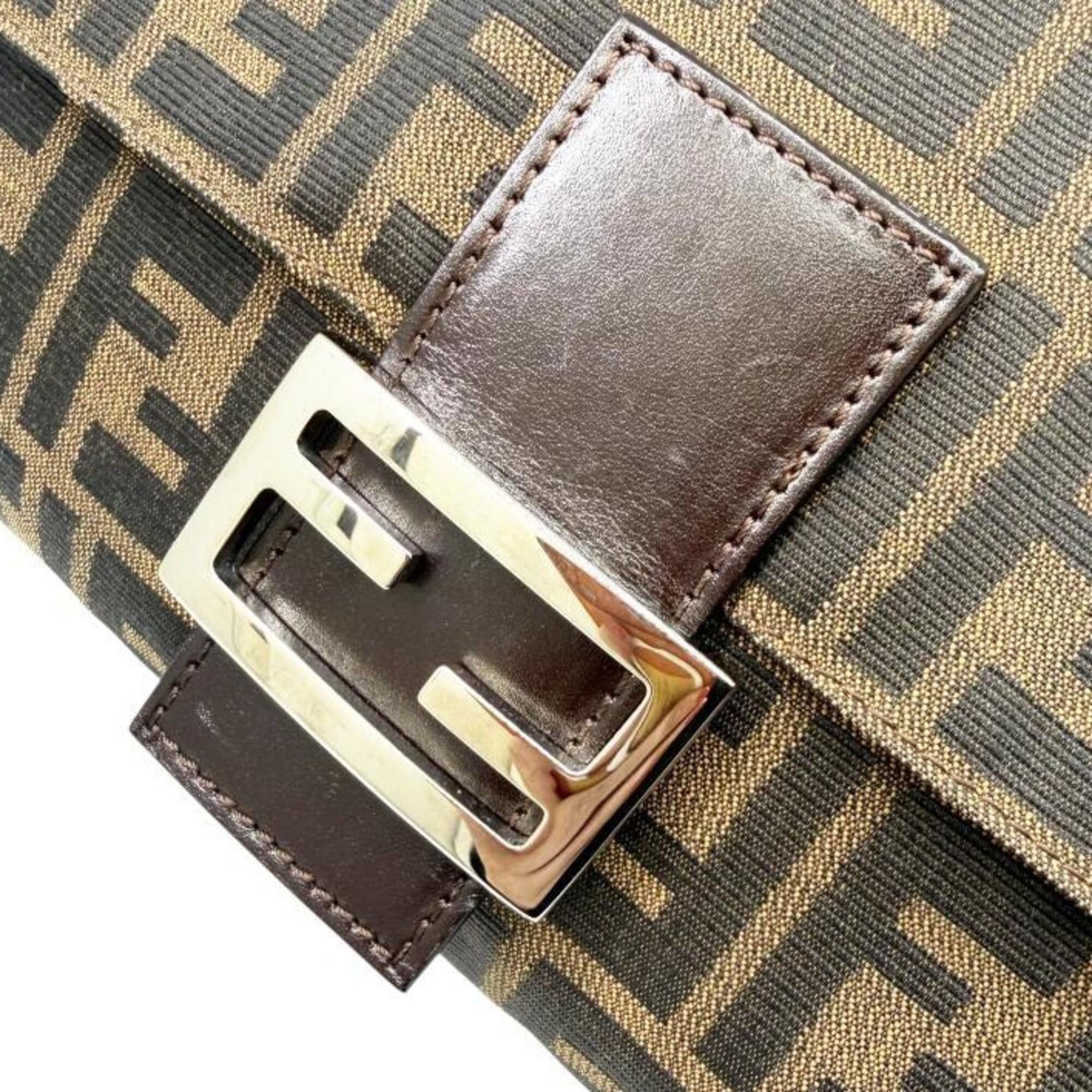 Fendi FENDI Mamma Bucket Large Canvas Leather Brown Zucca Pattern Khaki Handbag for Women Size ONE SIZE - 12 Thumbnail