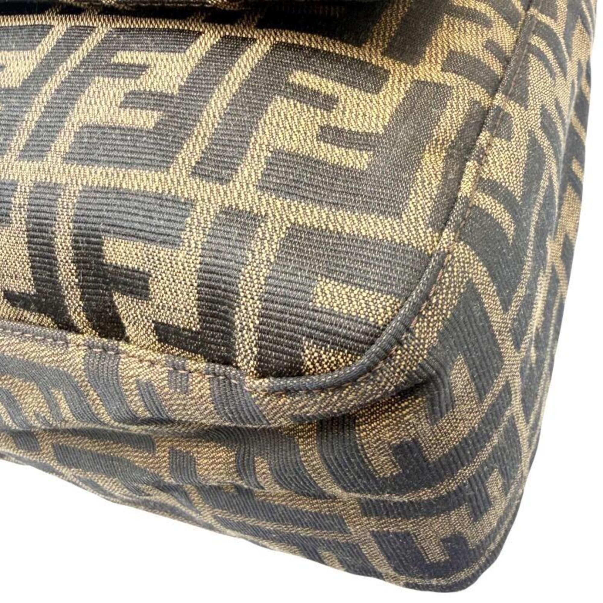 Fendi FENDI Mamma Bucket Large Canvas Leather Brown Zucca Pattern Khaki Handbag for Women Size ONE SIZE - 9 Thumbnail