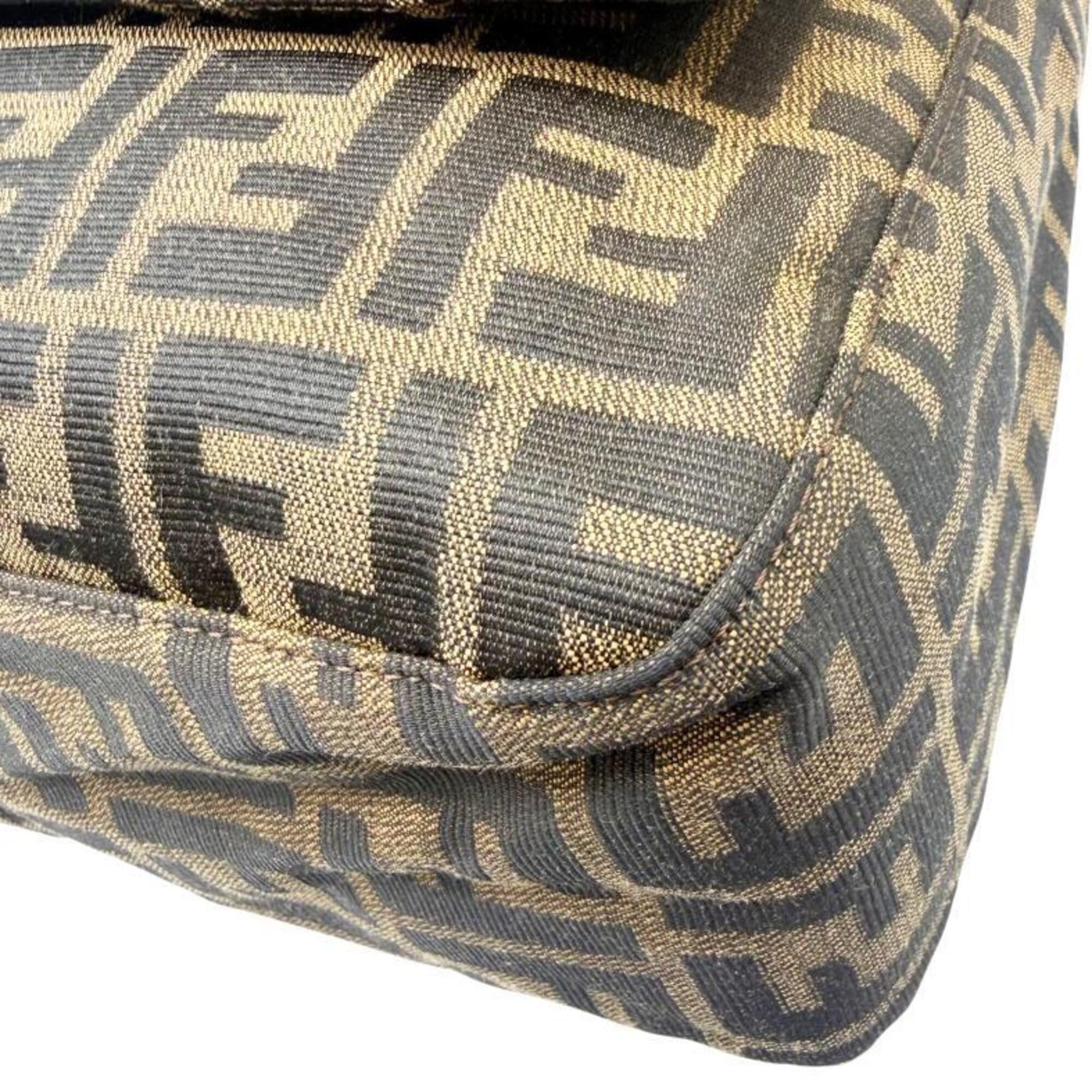 Fendi FENDI Mamma Bucket Large Canvas Leather Brown Zucca Pattern Khaki Handbag for Women Size ONE SIZE - 6 Thumbnail