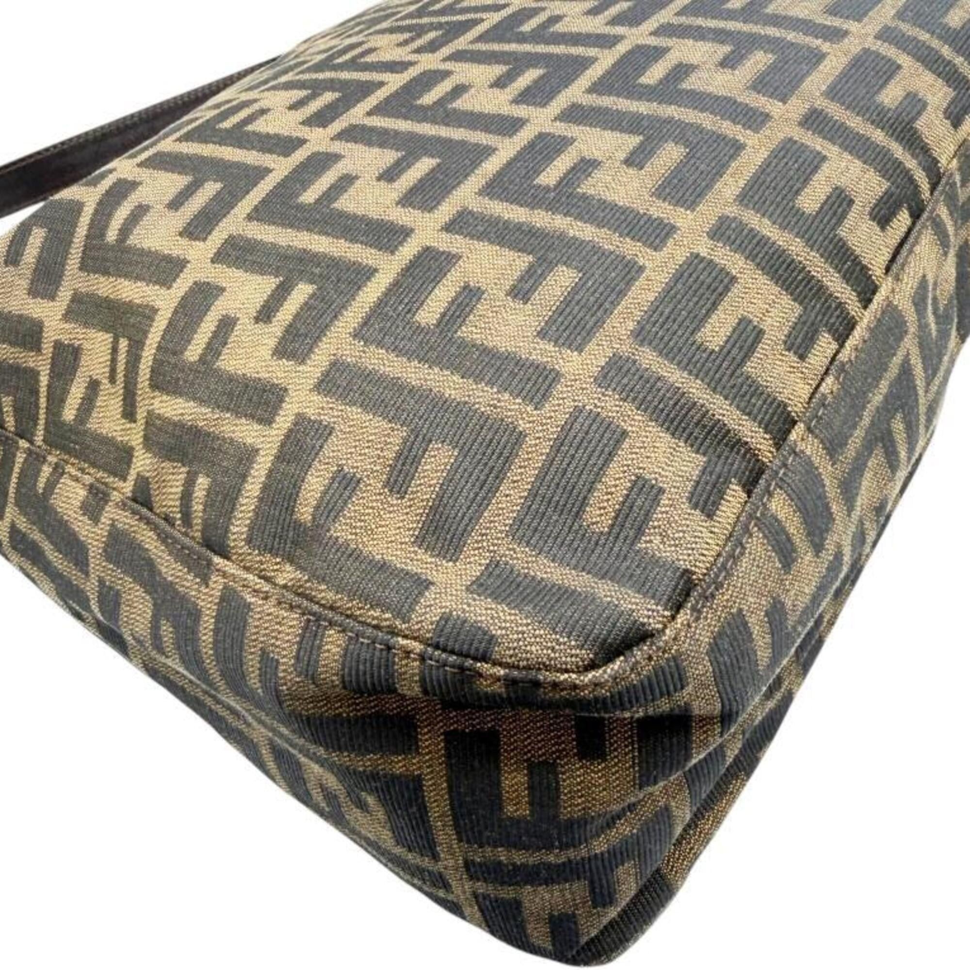 Fendi FENDI Mamma Bucket Large Canvas Leather Brown Zucca Pattern Khaki Handbag for Women Size ONE SIZE - 7 Thumbnail