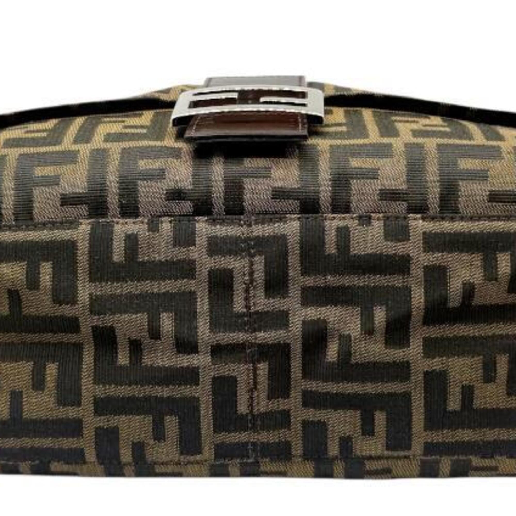 Fendi FENDI Mamma Bucket Large Canvas Leather Brown Zucca Pattern Khaki Handbag for Women Size ONE SIZE - 5 Thumbnail