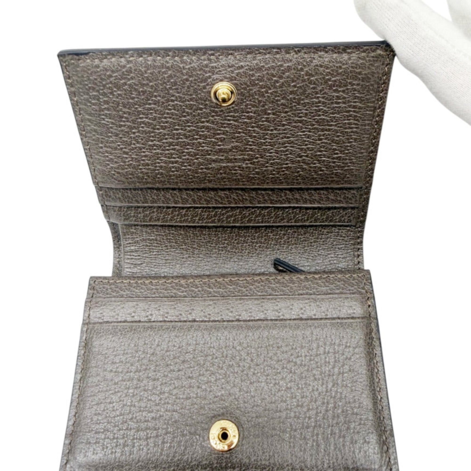 Gucci GUCCI GG Canvas Ophidia Compact Wallet, Beige/Brown, 523155, Leather, Women's/Men's Size ONE SIZE - 12 Thumbnail