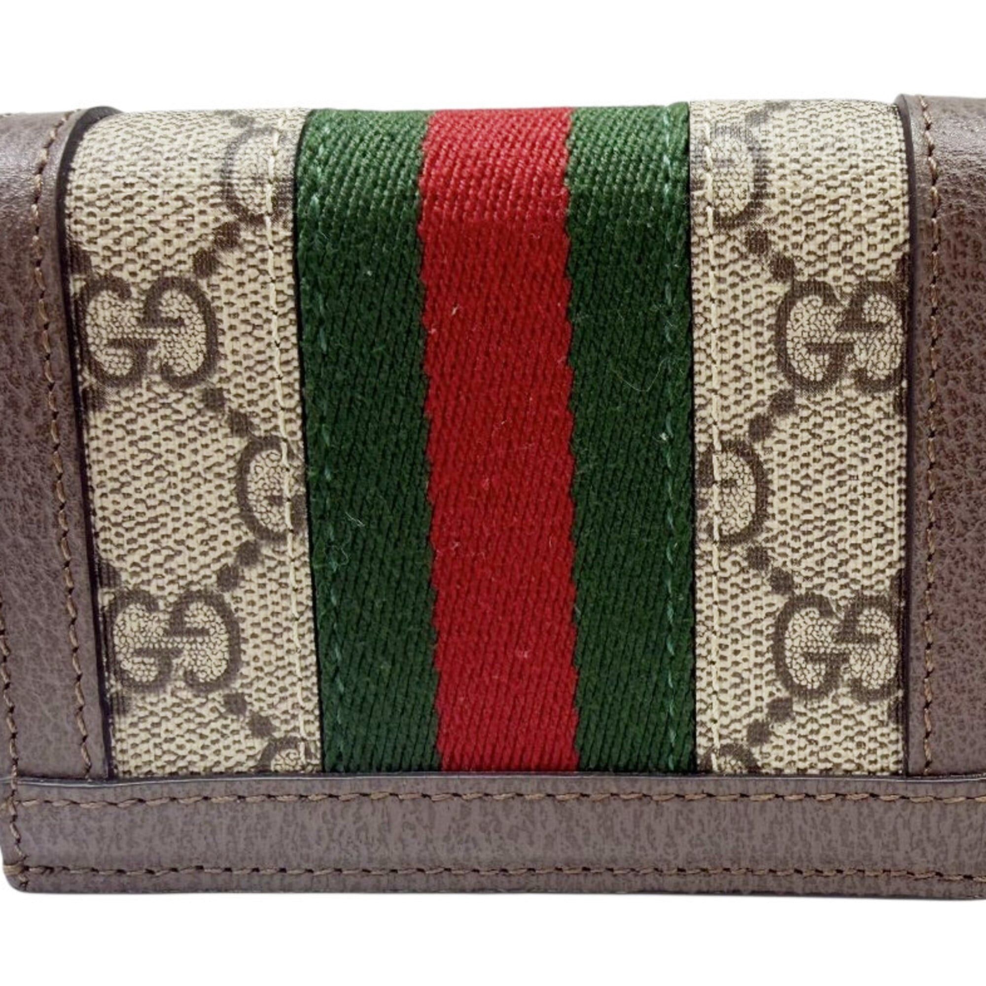 Gucci GUCCI GG Canvas Ophidia Compact Wallet, Beige/Brown, 523155, Leather, Women's/Men's Size ONE SIZE - 2 Thumbnail