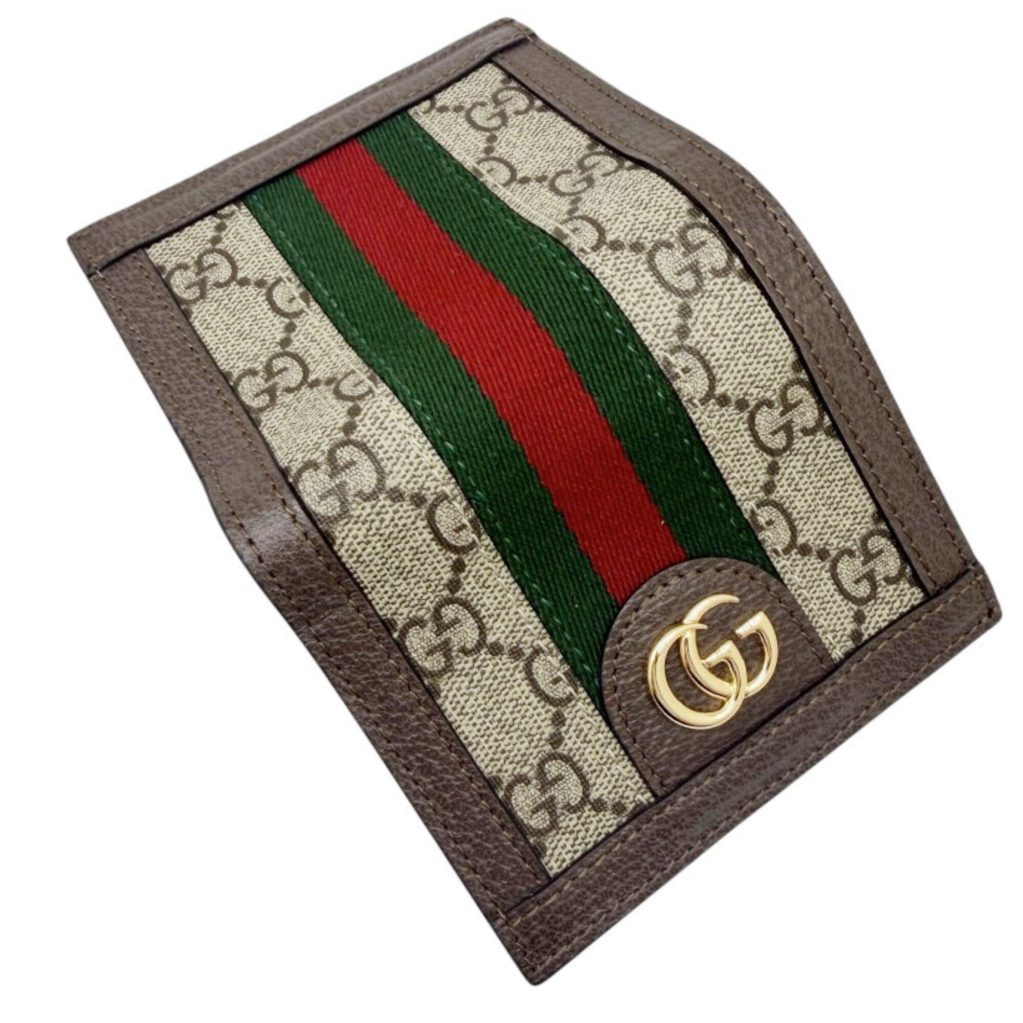 Gucci GUCCI GG Canvas Ophidia Compact Wallet, Beige/Brown, 523155, Leather, Women's/Men's Size ONE SIZE - 8 Thumbnail