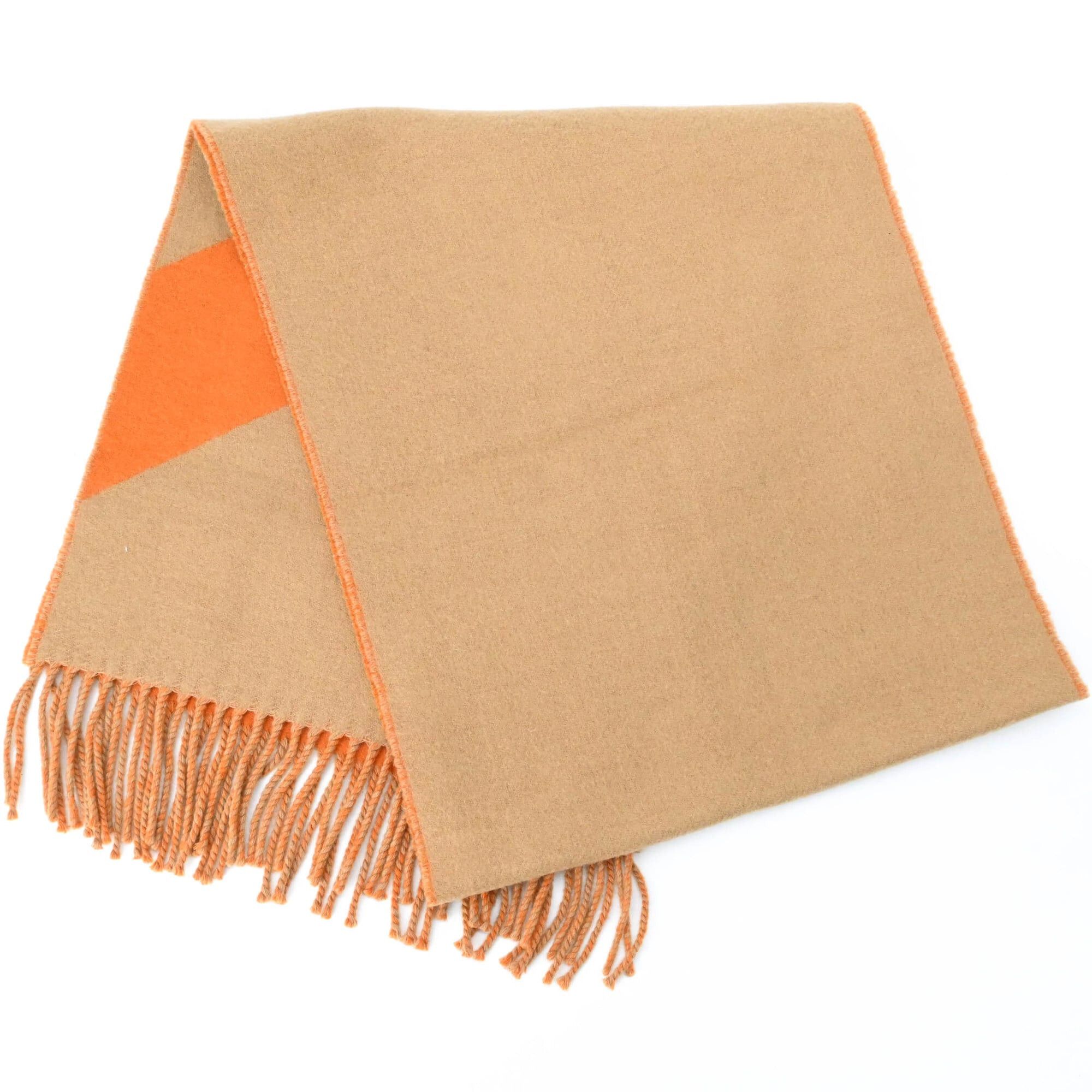Hermes HERMES Casaque Chevron Stole/Scarf, Cashmere, Women's, Brown/Orange Bicolor Size ONE SIZE - 3 Thumbnail