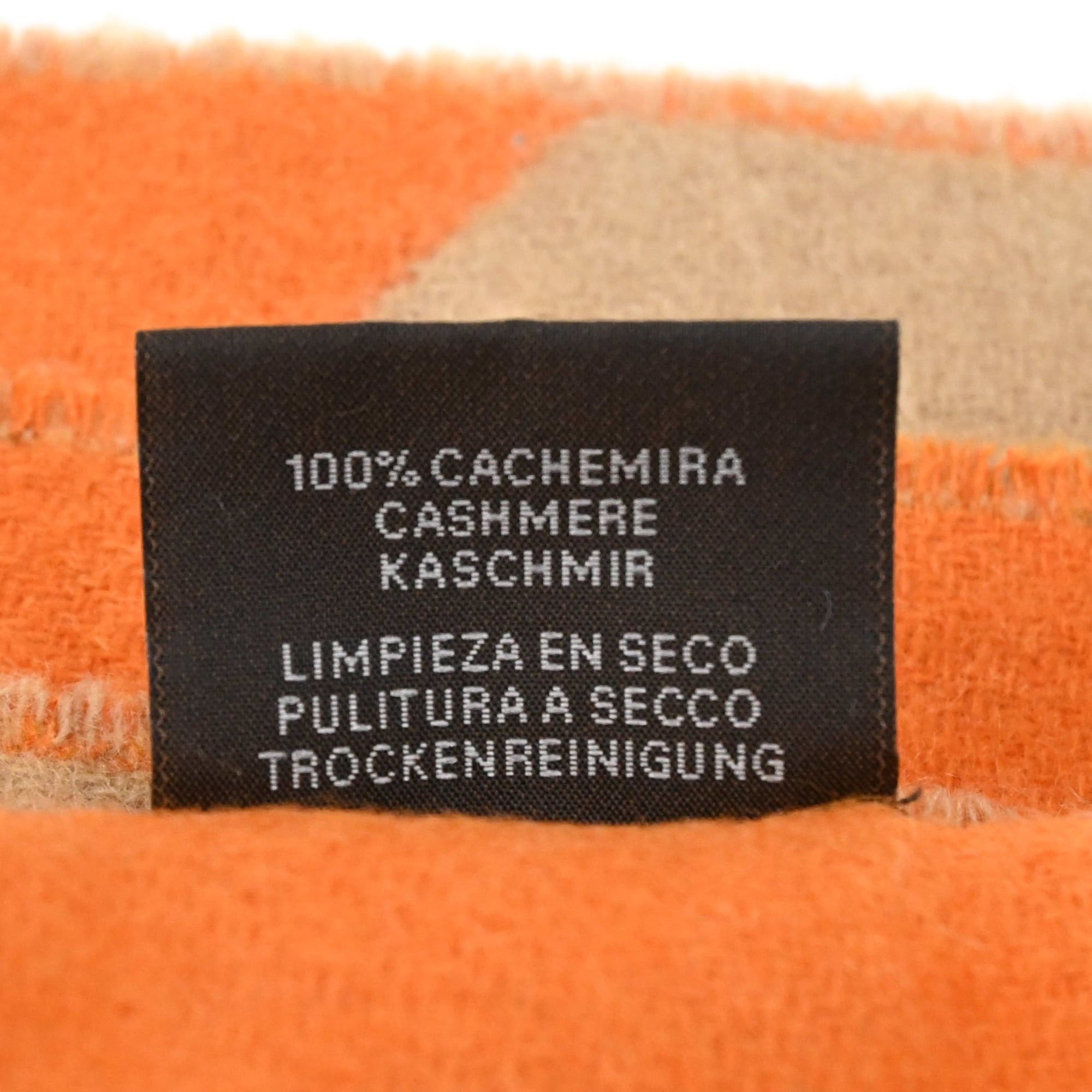 Hermes HERMES Casaque Chevron Stole/Scarf, Cashmere, Women's, Brown/Orange Bicolor Size ONE SIZE - 9 Thumbnail