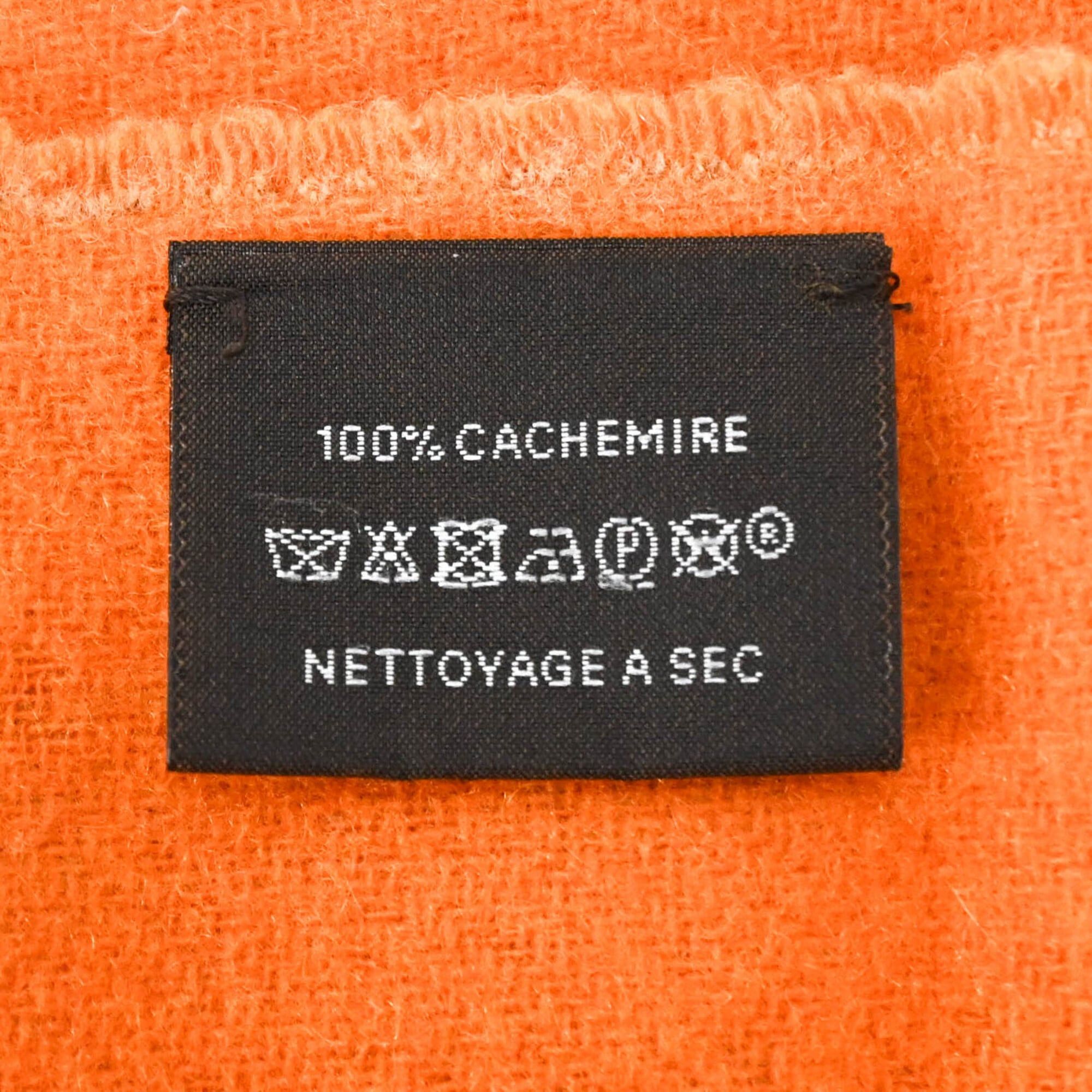 Hermes HERMES Casaque Chevron Stole/Scarf, Cashmere, Women's, Brown/Orange Bicolor Size ONE SIZE - 8 Thumbnail