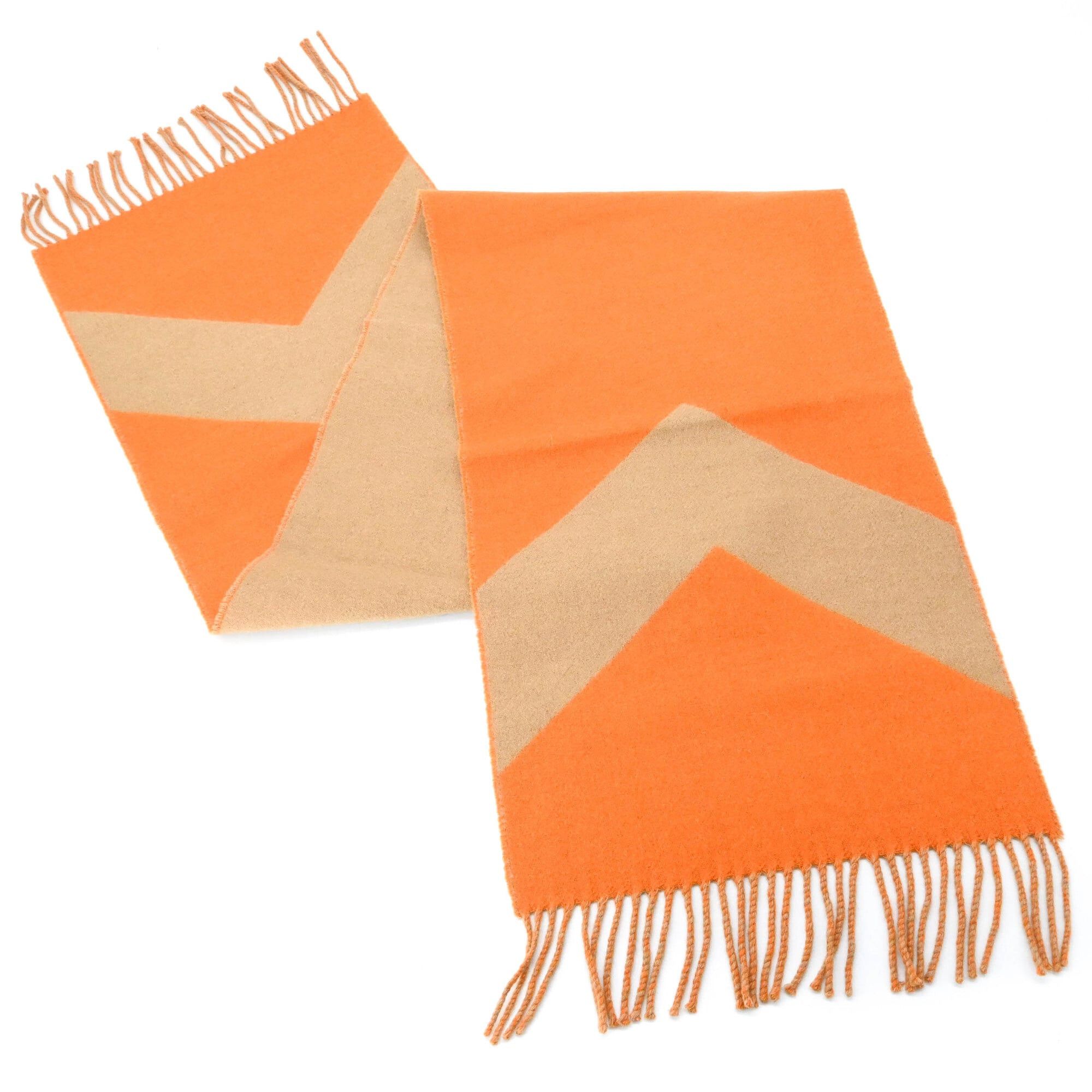 Hermes HERMES Casaque Chevron Stole/Scarf, Cashmere, Women's, Brown/Orange Bicolor Size ONE SIZE - 6 Thumbnail