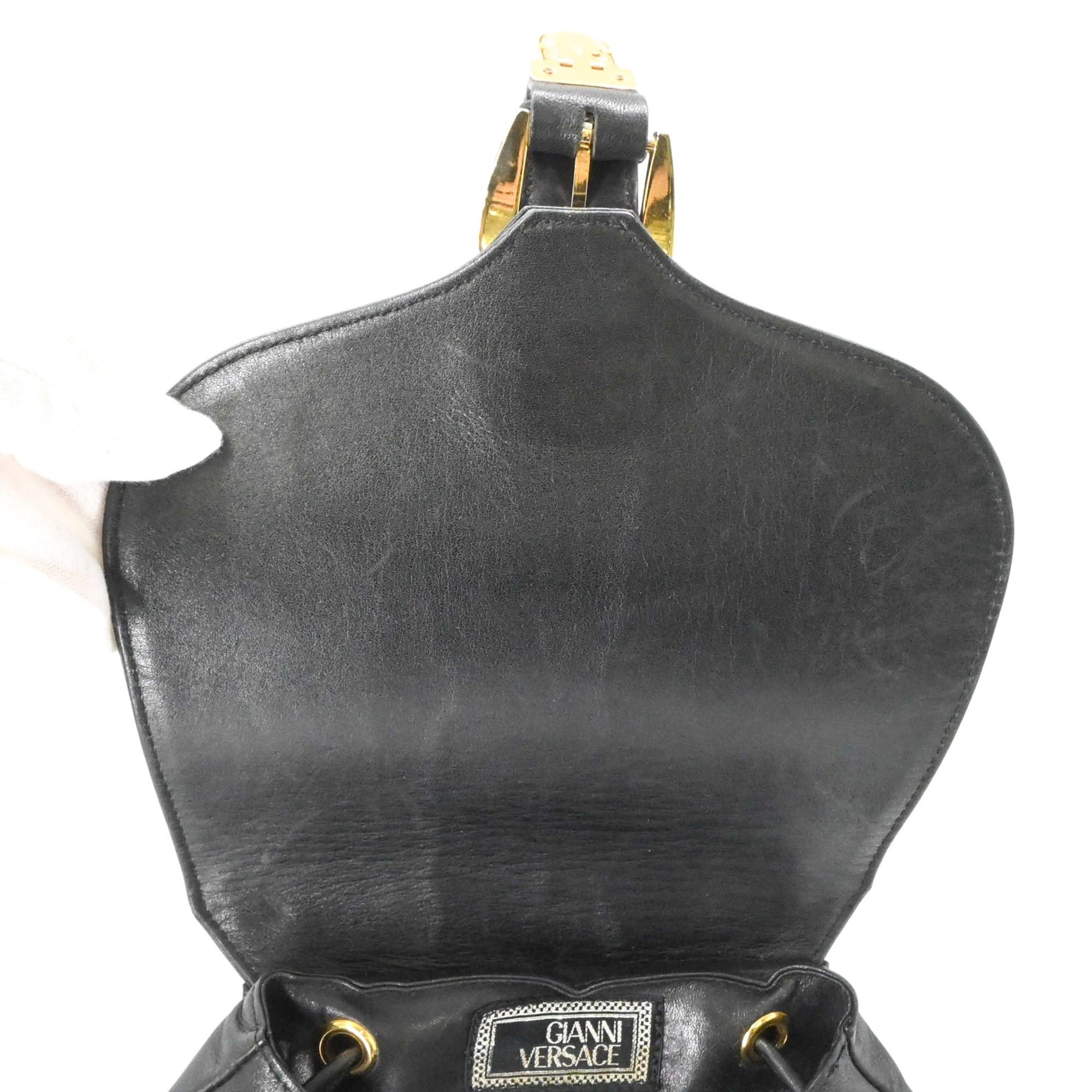 Versace VERSACE Sunburst Backpack, Leather, Black Size ONE SIZE - 7 Thumbnail