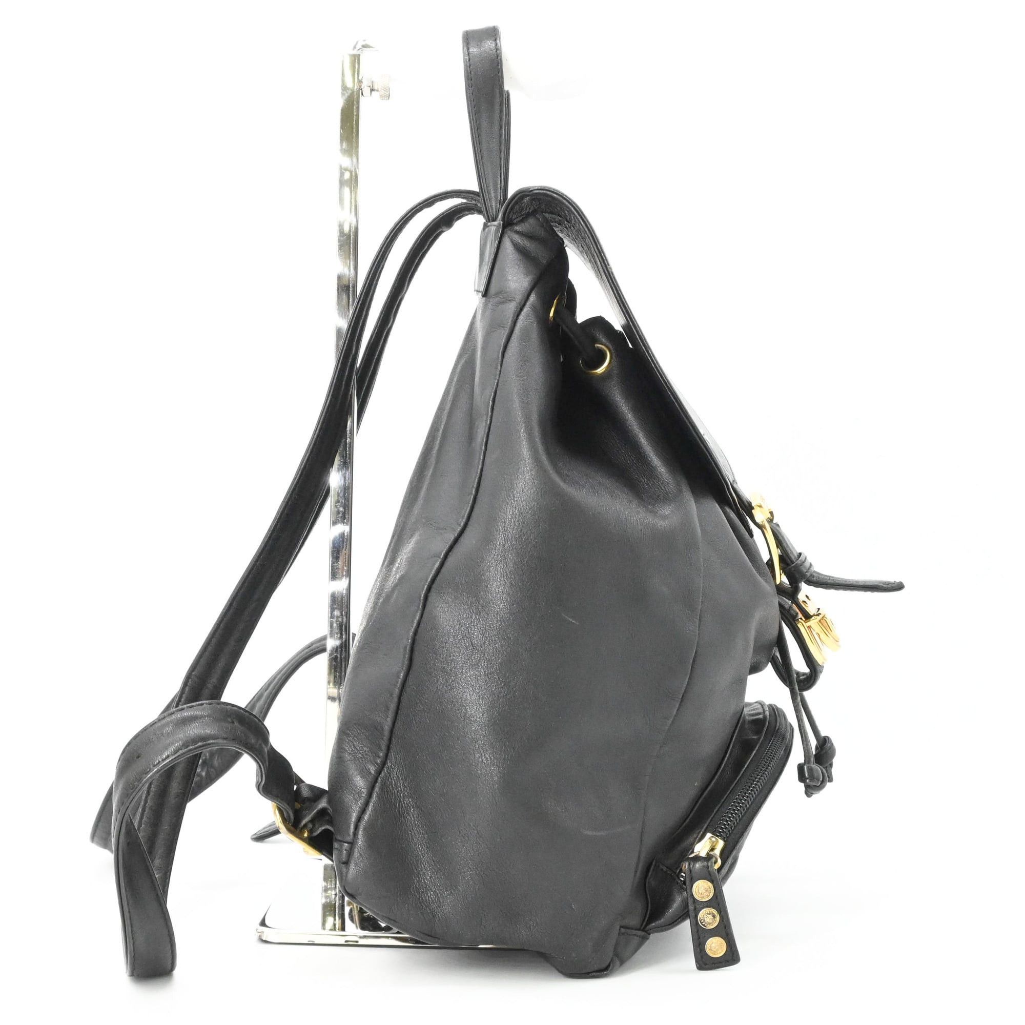 Versace VERSACE Sunburst Backpack, Leather, Black Size ONE SIZE - 3 Thumbnail