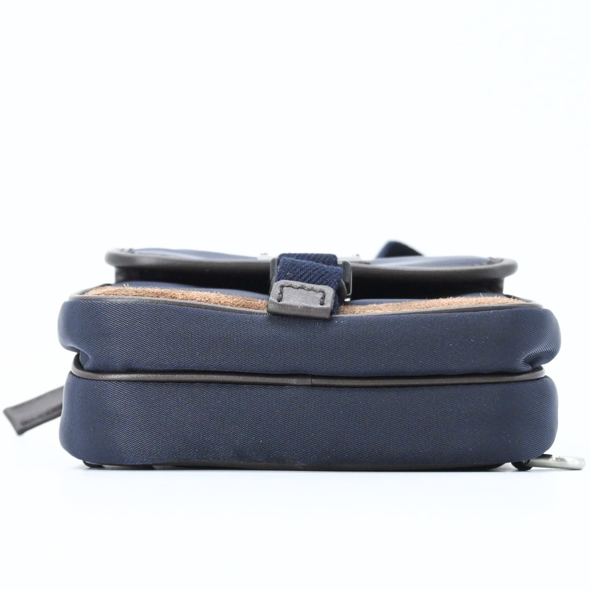 Prada PRADA Suede and Nylon Shoulder Bag, Triangle Design, Navy Brown Size ONE SIZE - 6 Thumbnail