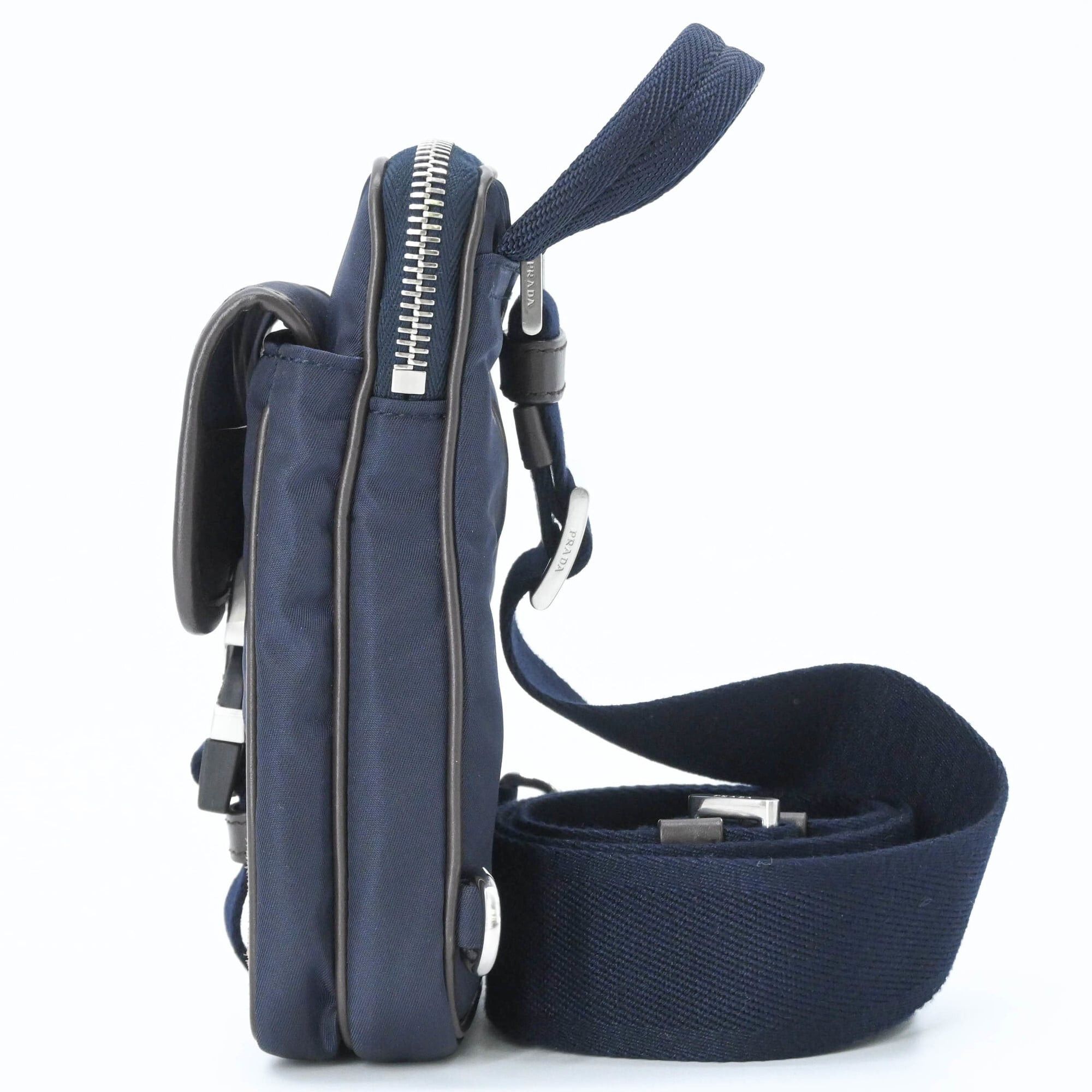 Prada PRADA Suede and Nylon Shoulder Bag, Triangle Design, Navy Brown Size ONE SIZE - 5 Thumbnail