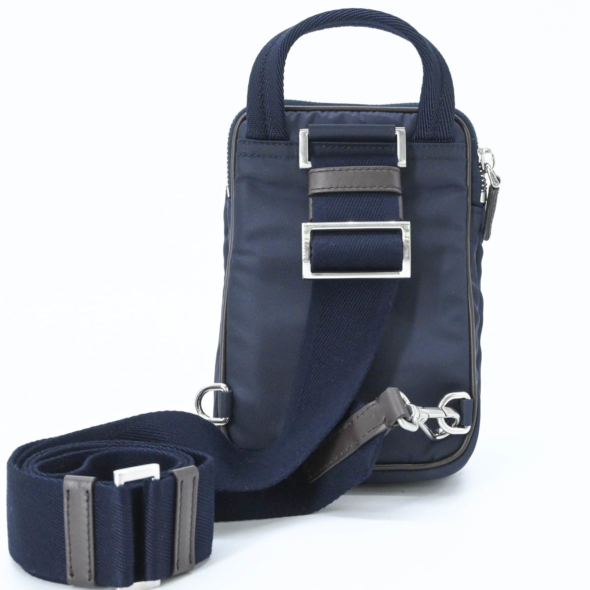 Prada PRADA Suede and Nylon Shoulder Bag, Triangle Design, Navy Brown Size ONE SIZE - 3 Thumbnail