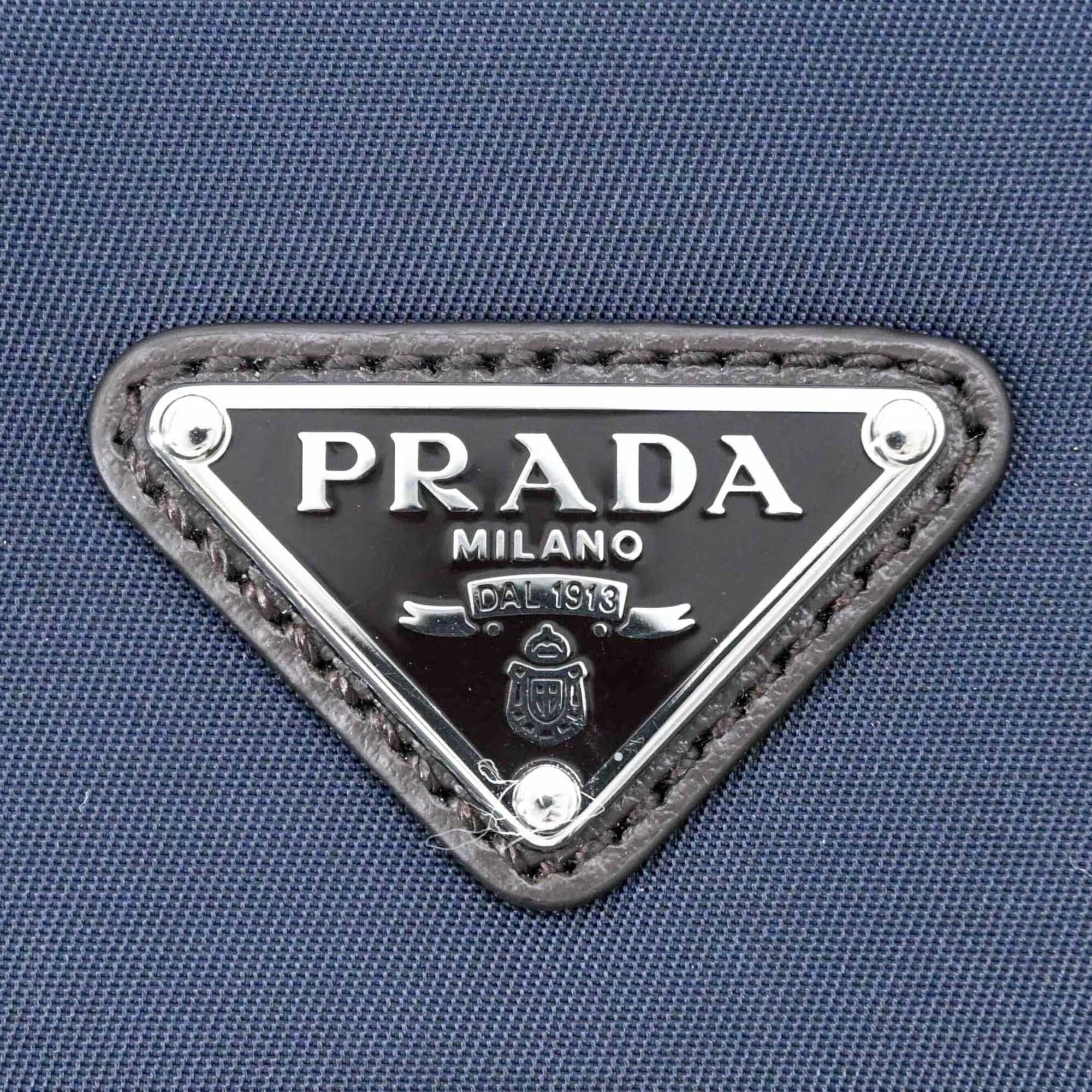 Prada PRADA Suede and Nylon Shoulder Bag, Triangle Design, Navy Brown Size ONE SIZE - 11 Thumbnail