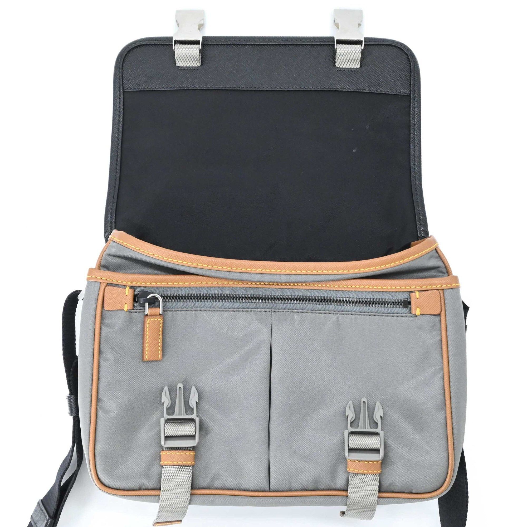 Prada PRADA Tessuto Re-Nylon Triangle Shoulder Bag, Black, Gray, Brown, 2VD769 Size ONE SIZE - 13 Thumbnail