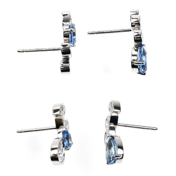 Other Chaumet Chaumet Josephine Ronde D Aigrette Au750 White Gold Diamond Aquamarine Earrings Precious Metal Earrings 084377 DUTY FREE for USA Size ONE SIZE - 3 Thumbnail
