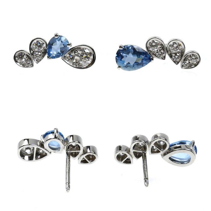 Other Chaumet Chaumet Josephine Ronde D Aigrette Au750 White Gold Diamond Aquamarine Earrings Precious Metal Earrings 084377 DUTY FREE for USA Size ONE SIZE - 2 Thumbnail