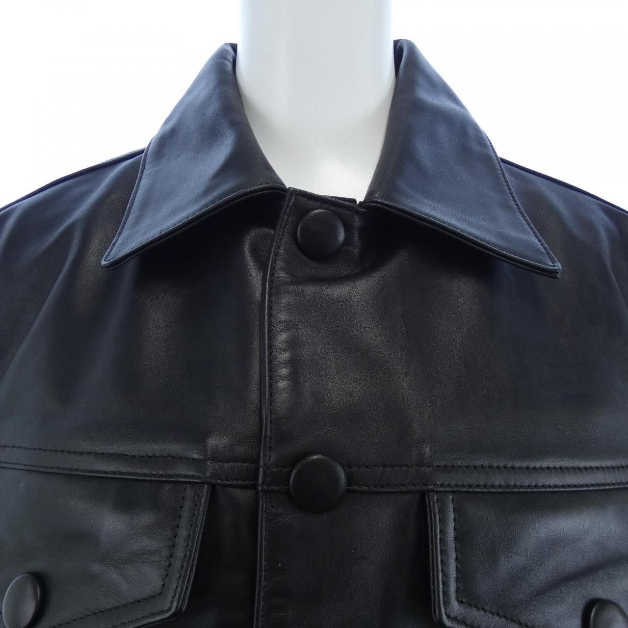 AMI Ami AMI Leather Jacket Leather Outerwear FJK213 DUTY FREE for USA Size ONE SIZE - 5 Thumbnail