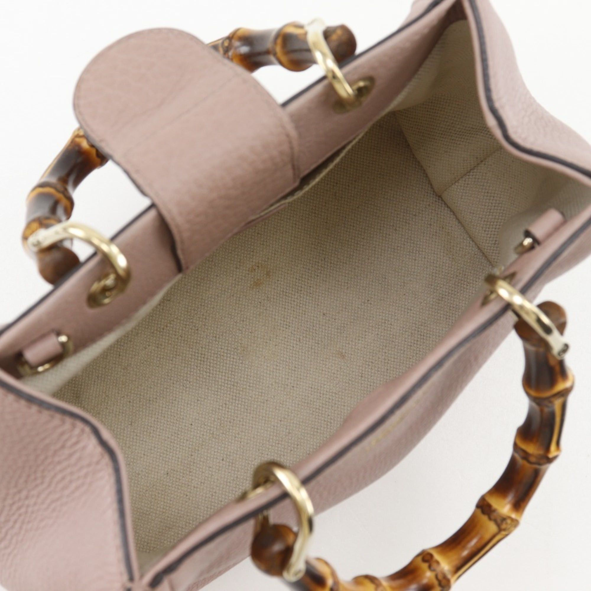 Gucci Gucci Bamboo Mini Shopper Handbag/Shoulder Bag (368823) - Calfskin, Pink Women's Size ONE SIZE - 6 Thumbnail
