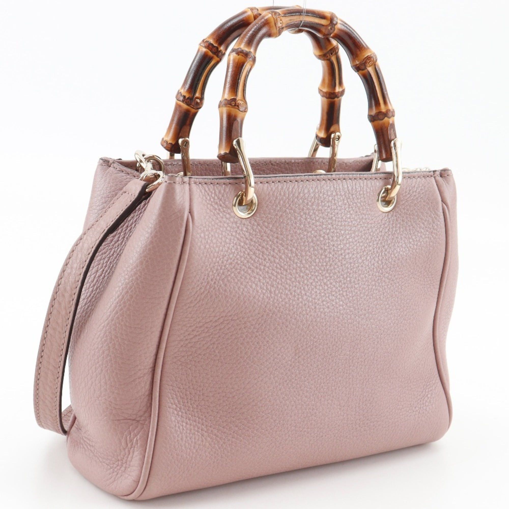 Gucci Gucci Bamboo Mini Shopper Handbag/Shoulder Bag (368823) - Calfskin, Pink Women's Size ONE SIZE - 3 Thumbnail