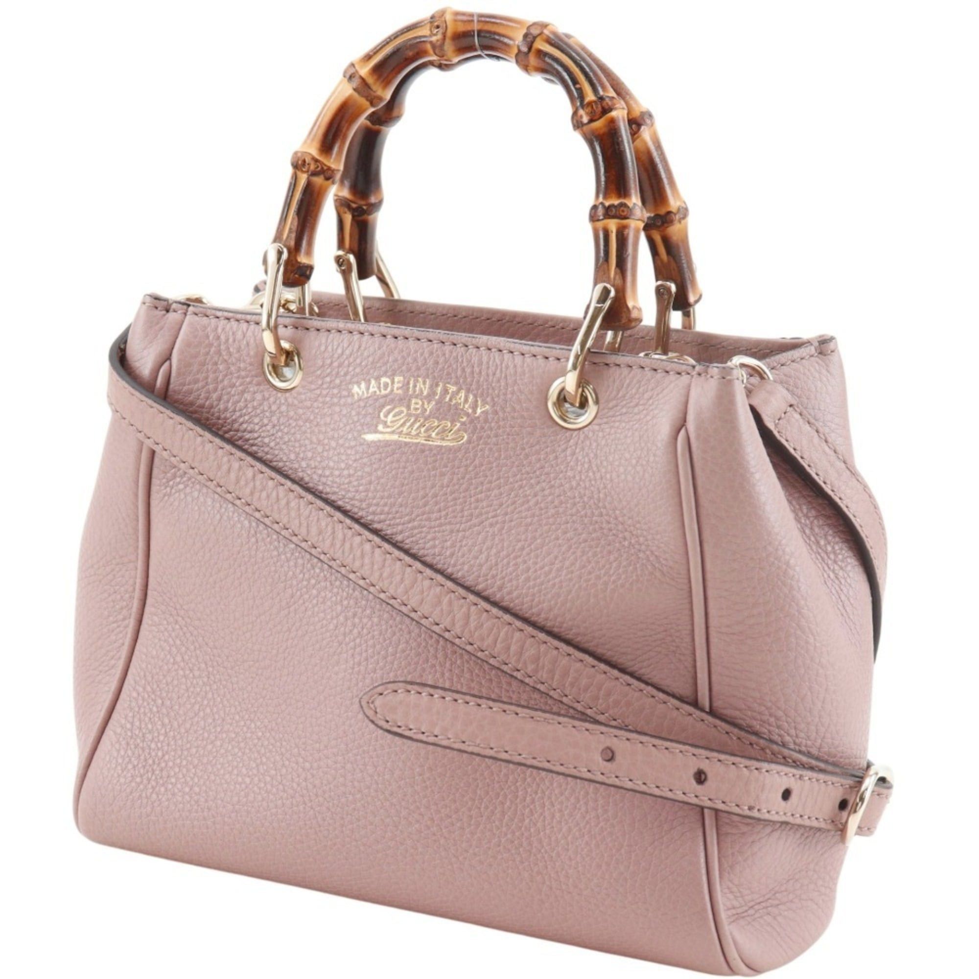 Gucci Gucci Bamboo Mini Shopper Handbag/Shoulder Bag (368823) - Calfskin, Pink Women's Size ONE SIZE - 2 Thumbnail