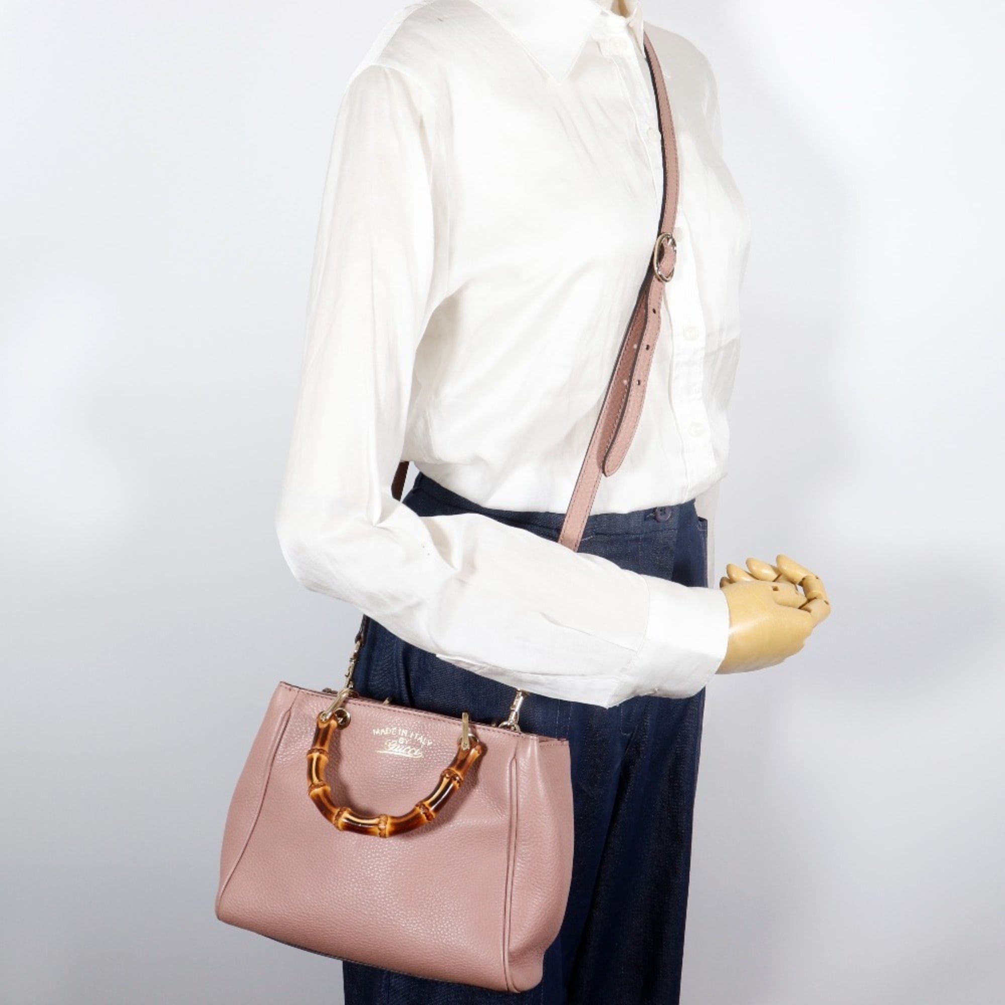 Gucci Gucci Bamboo Mini Shopper Handbag/Shoulder Bag (368823) - Calfskin, Pink Women's Size ONE SIZE - 14 Thumbnail
