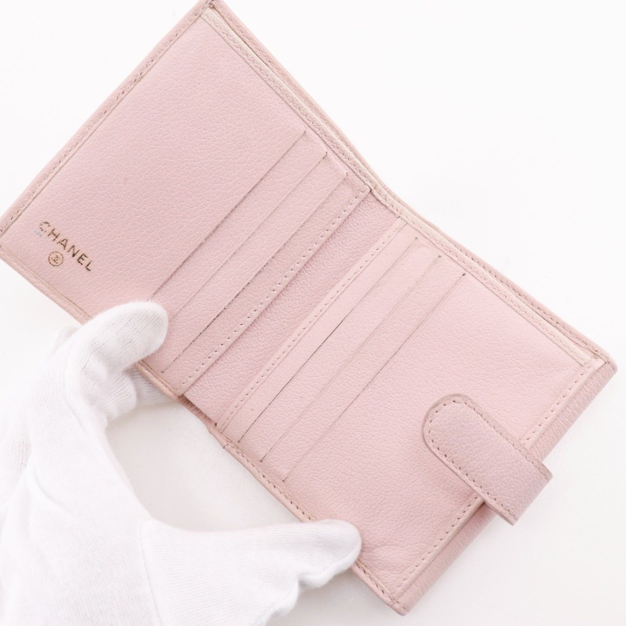 Chanel Chanel Camelia Bi-fold Wallet, Leather, Pink, Snap Button, Women's Size ONE SIZE - 4 Thumbnail
