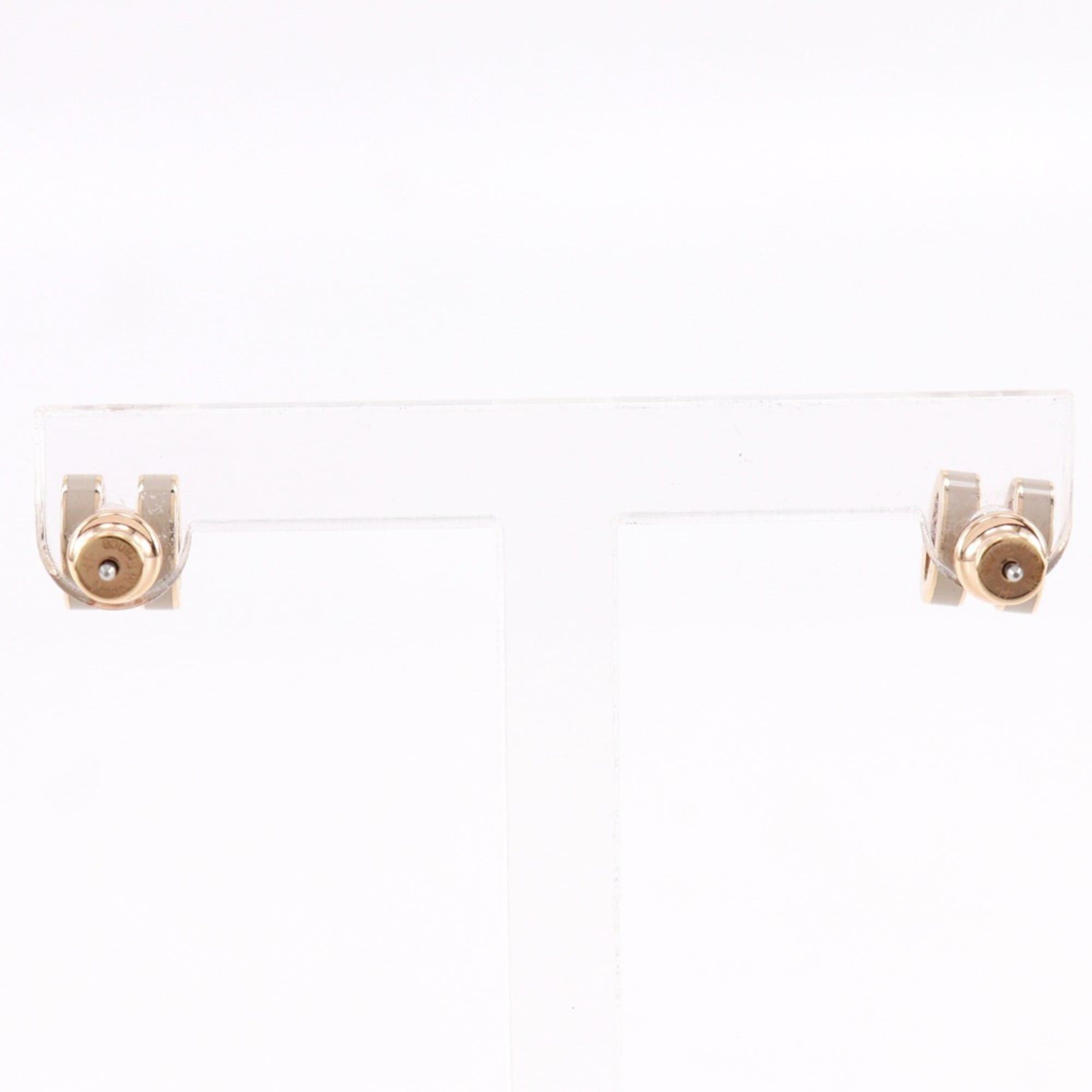 Hermes Hermes Pop Ash Mini Earrings, H-shaped, Lacquer x Rose Gold Plated, Marron Glacé, Made in France, Greige, Approx. 2g, Women's. Size ONE SIZE - 3 Thumbnail