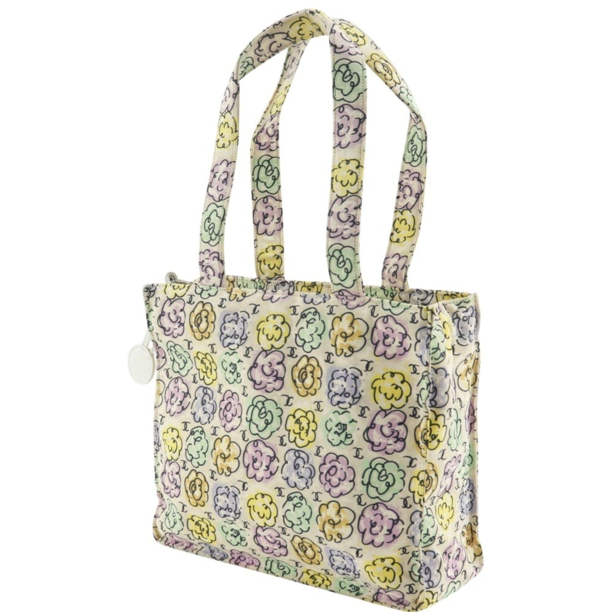Chanel Chanel Camellia Print Tote Bag Mini Handbag Nylon Ivory Flower A5 print Women's Size ONE SIZE - 2 Thumbnail