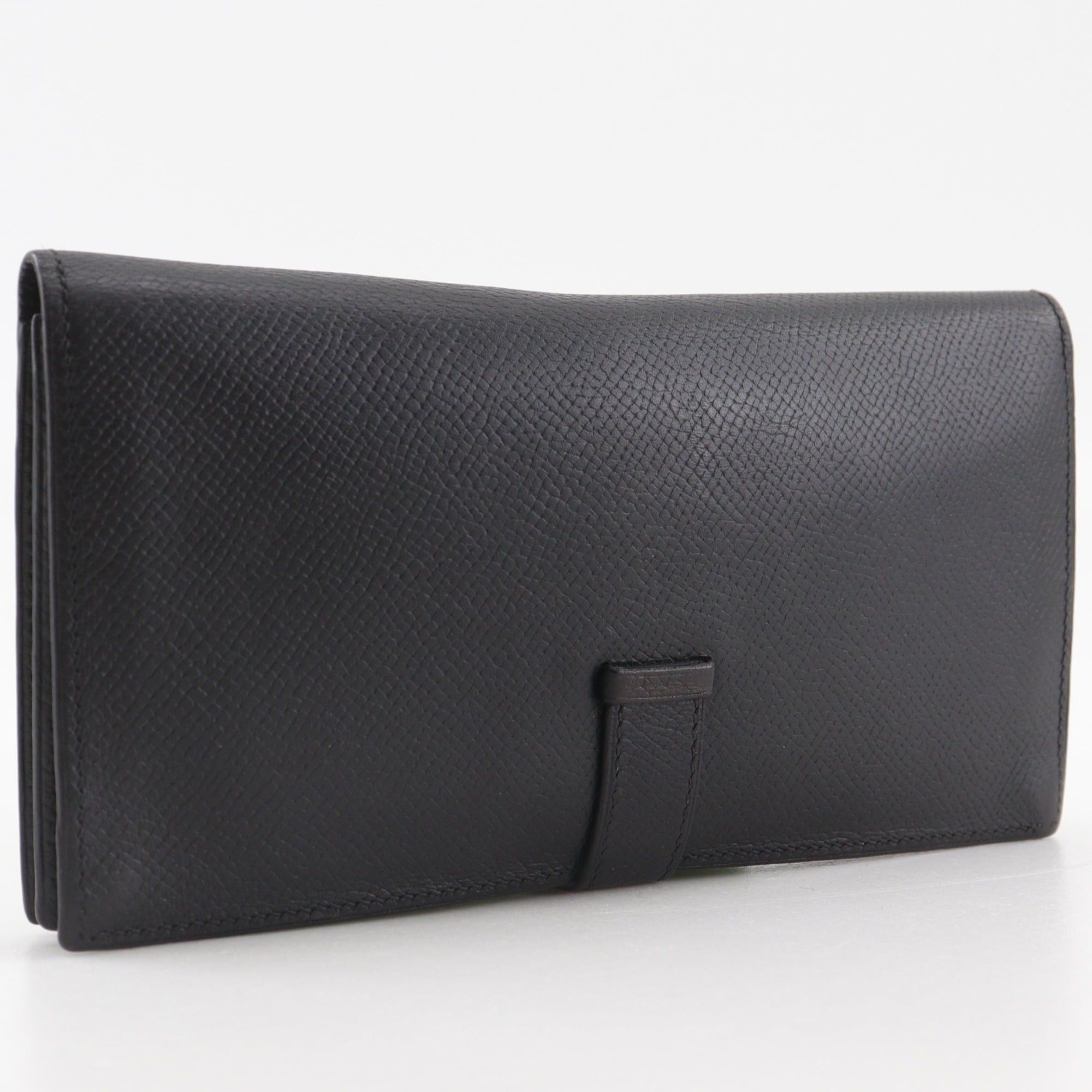 Hermes Hermes Bearn Soufflé Long Wallet, Veau Epsom Leather, 2007 Model, Black/Silver Hardware, □K Belt Buckle, Unisex Size ONE SIZE - 3 Thumbnail