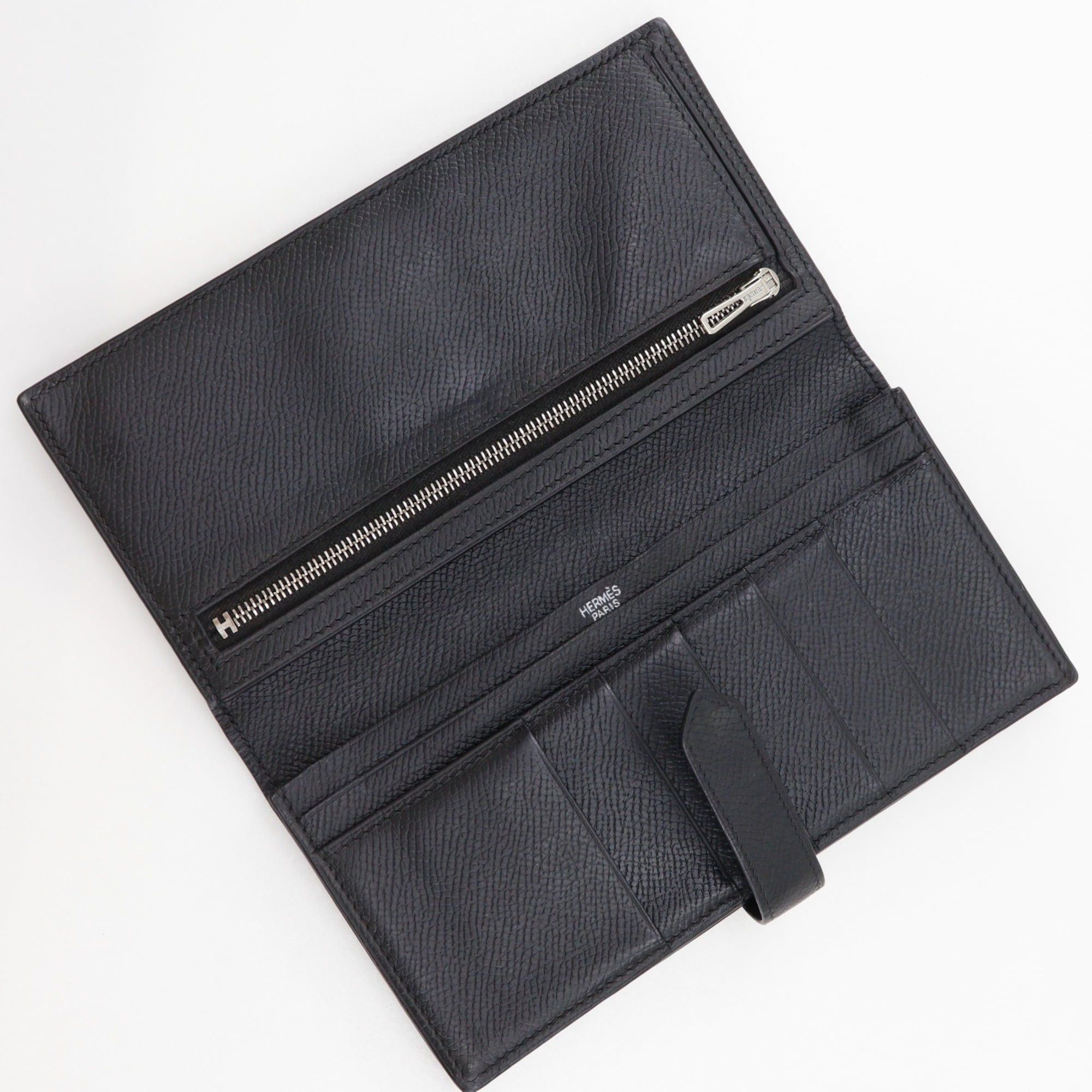Hermes Hermes Bearn Soufflé Long Wallet, Veau Epsom Leather, 2007 Model, Black/Silver Hardware, □K Belt Buckle, Unisex Size ONE SIZE - 5 Thumbnail